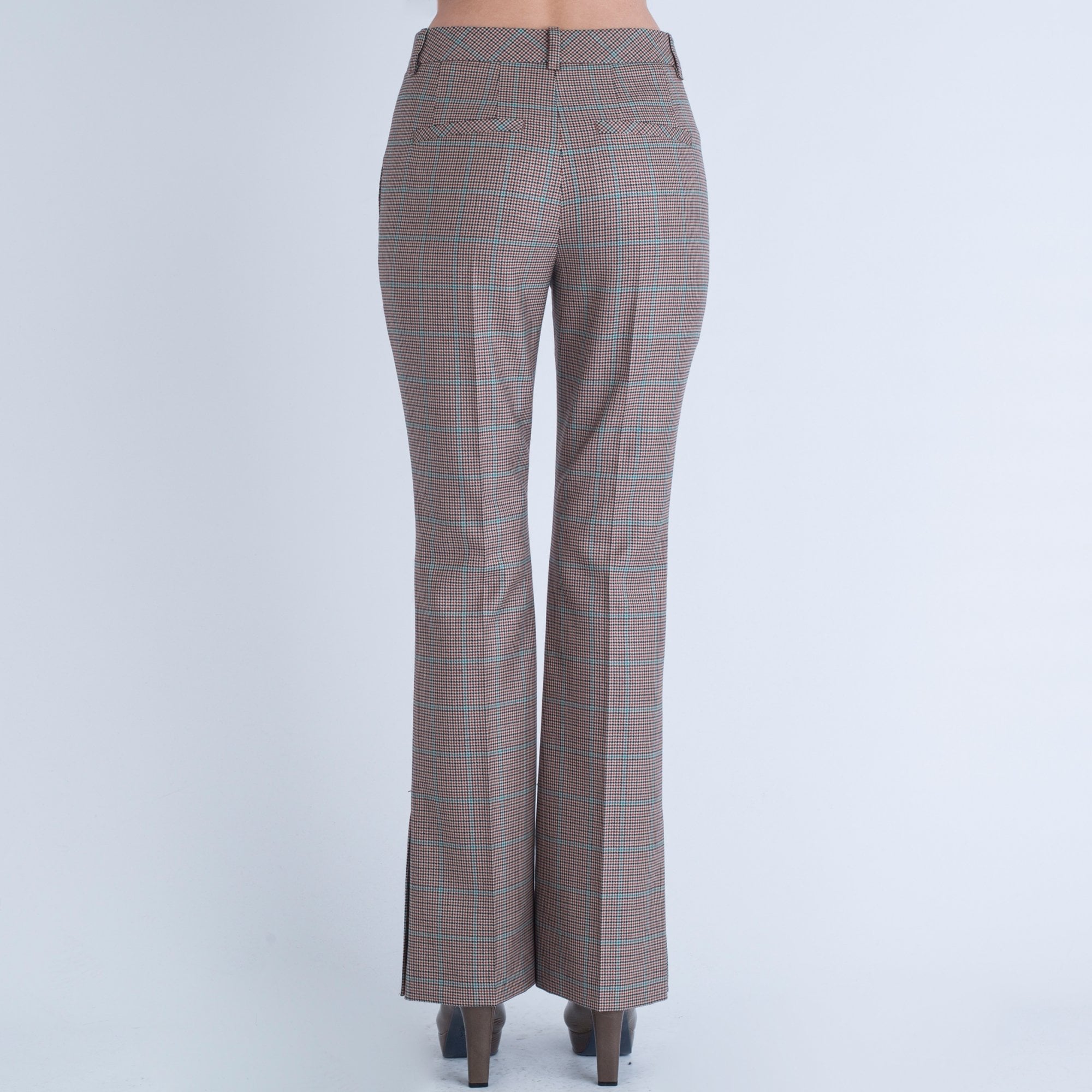 Marc Cain Check Boot Cut Trouser With Split Beige