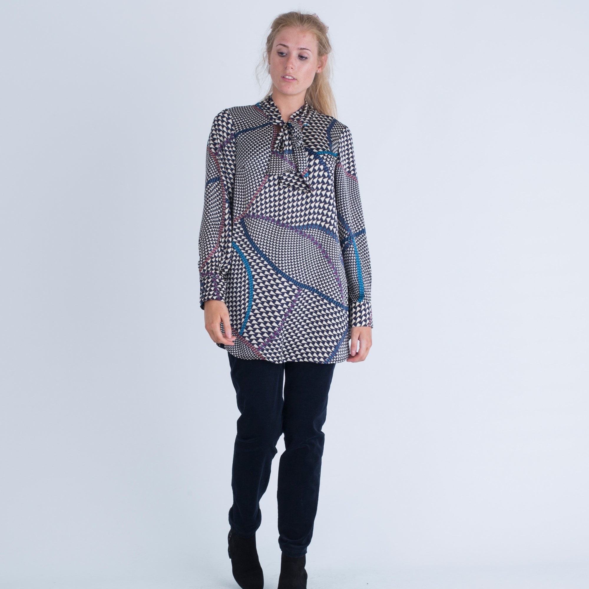 Camelot Triangle Print Blouse Blue/Multi