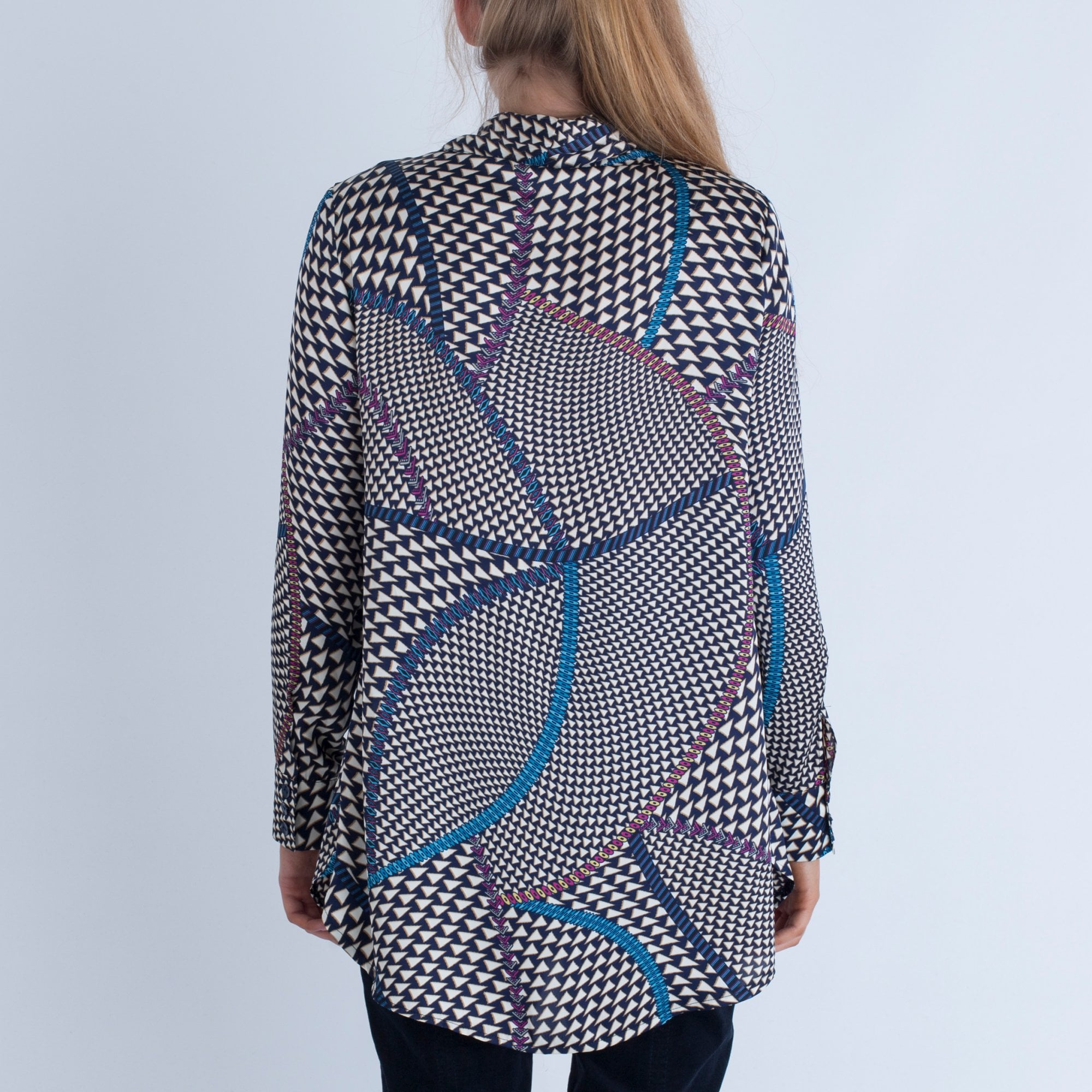 Camelot Triangle Print Blouse Blue/Multi