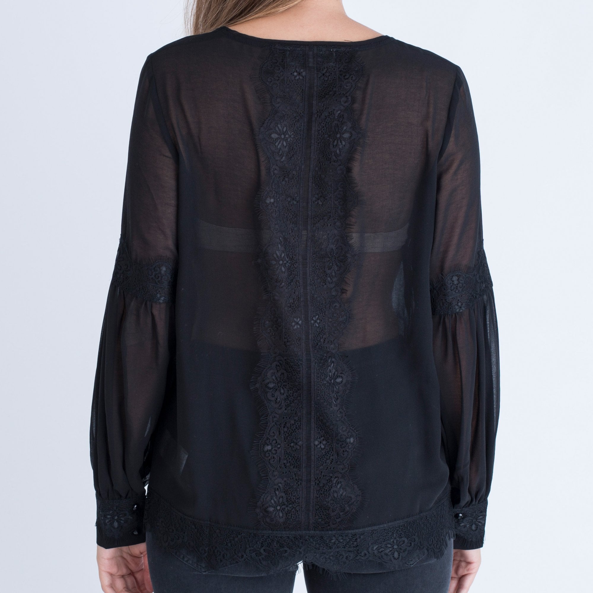 Rosemunde Centre Lace Panel Blouse Black