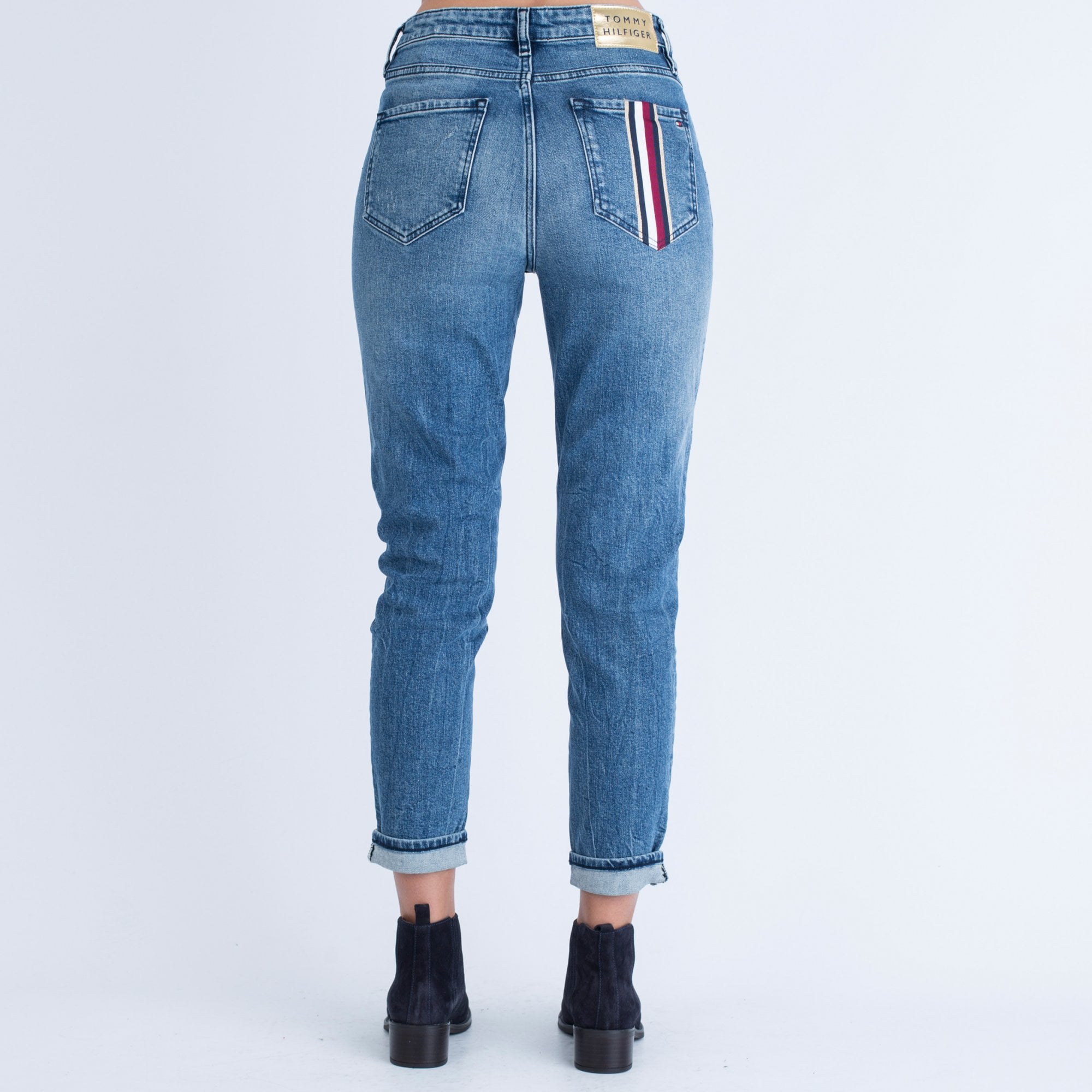 Tommy Hilfiger Distressed Jean With Stripe Pocket Light Denim