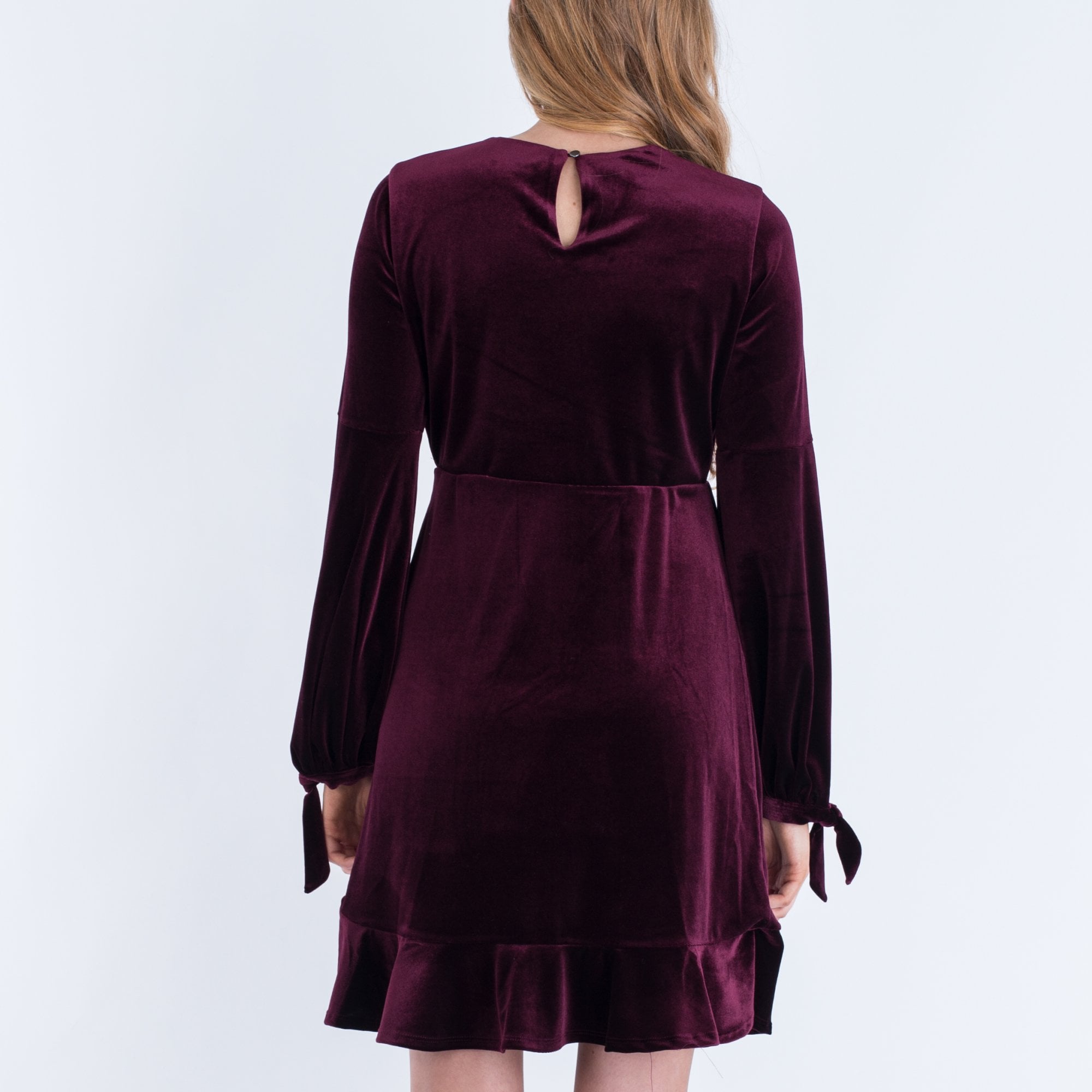 Hale Bob Velvet Dress With Keyhole Front And Flippy Hem Cranberry