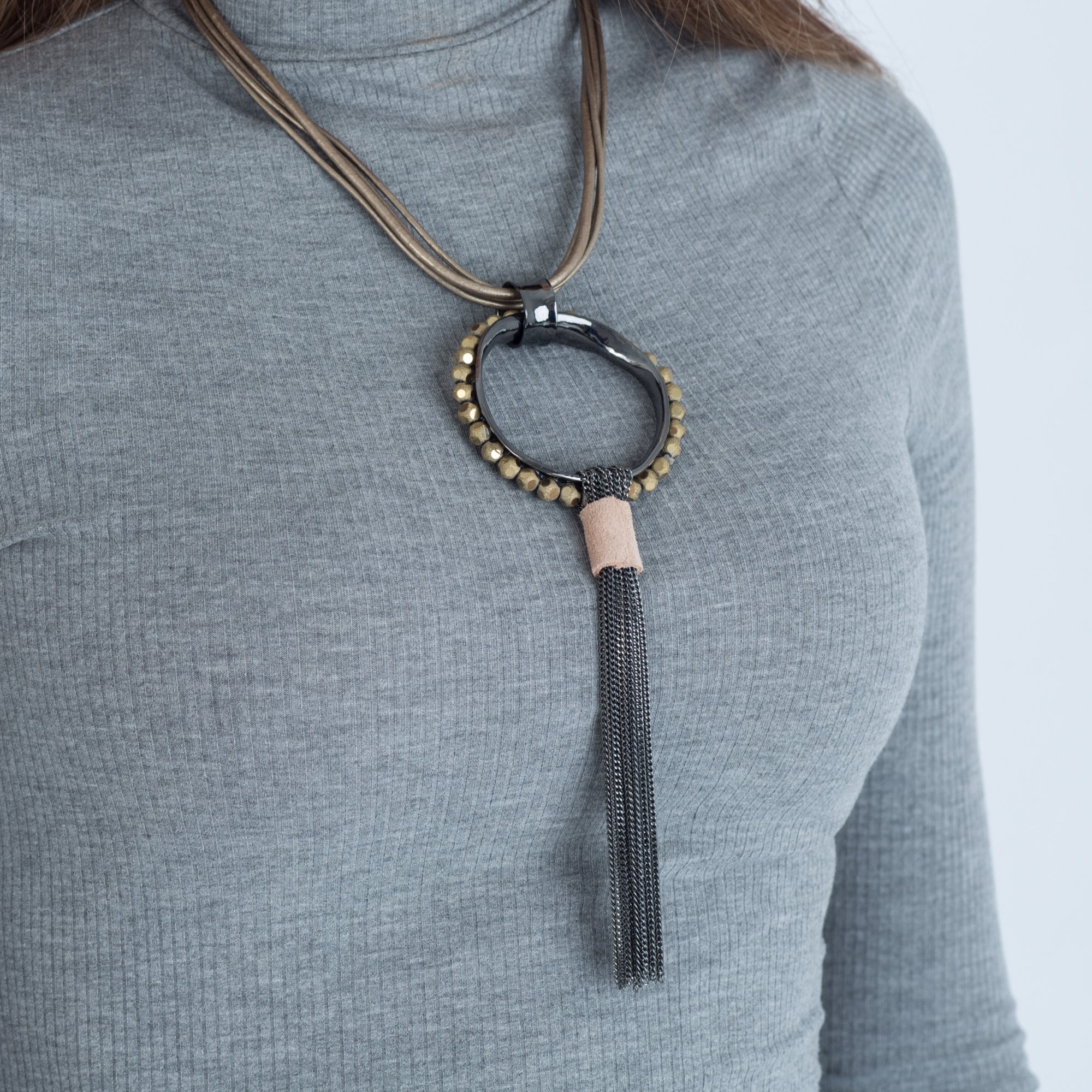 Karen Sampson 4 Strand Gold Beaded Circle Necklace Gold/Silver