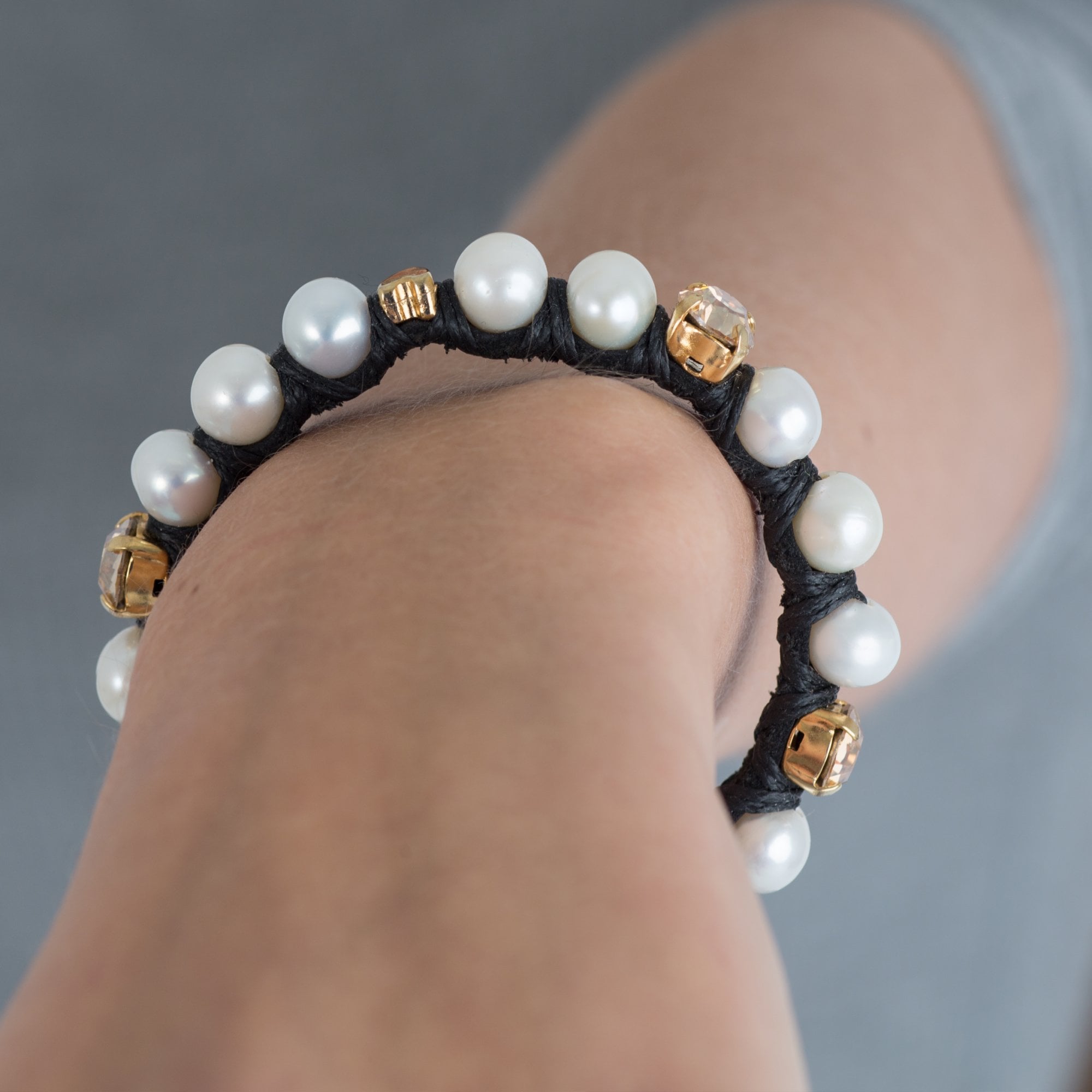 Penny Levi Pearl And Diamonte Bracelet Pearl/Black