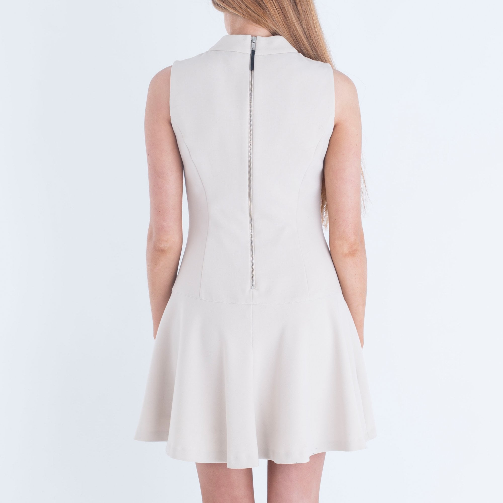 Sand Sleeveless Skater Dress Cream