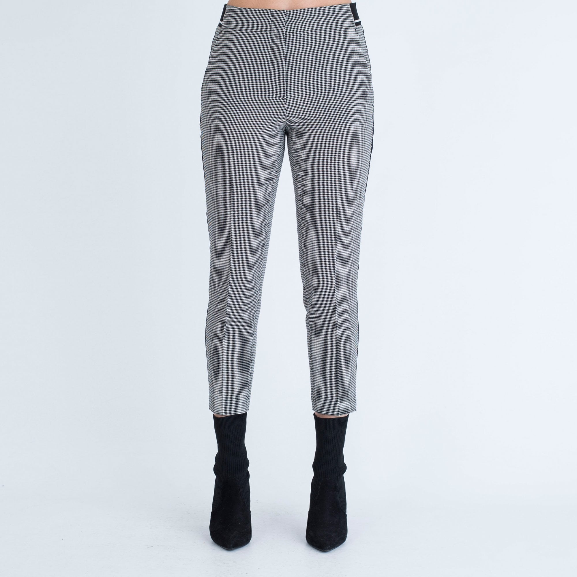 Luisa Cerano Check Trouser With Side Stripe Black/White