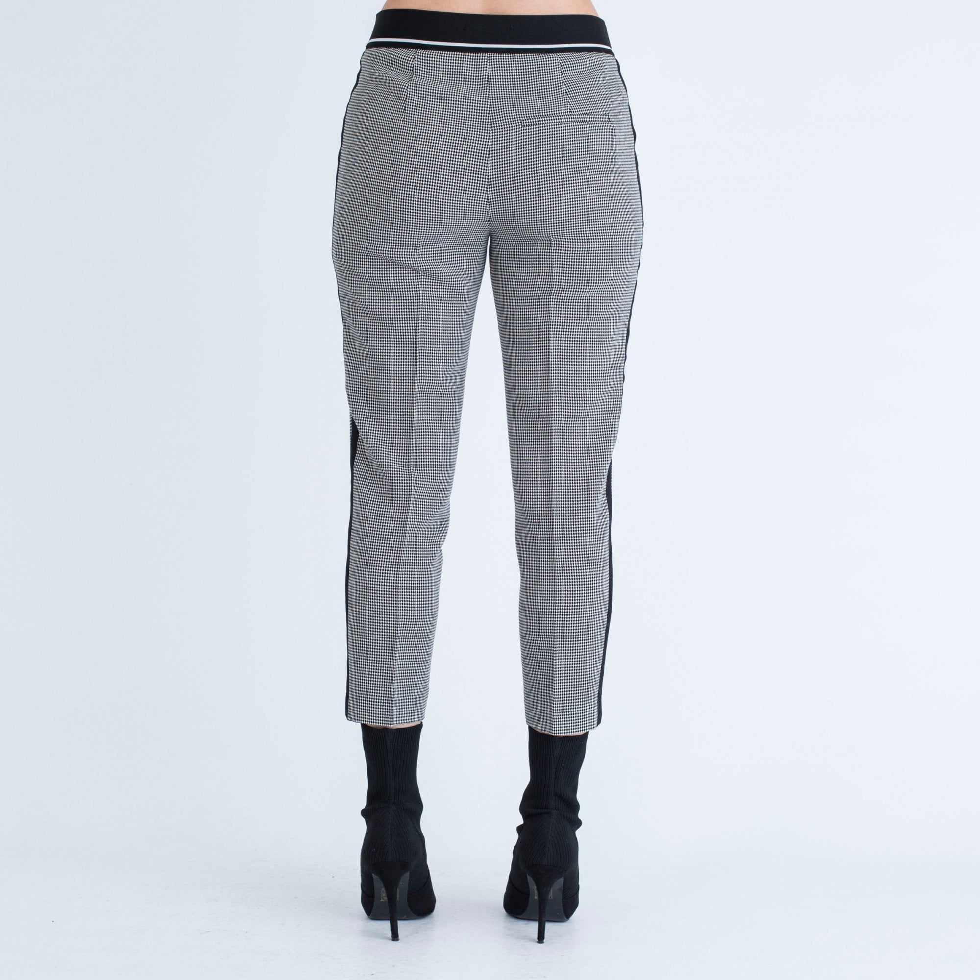 Luisa Cerano Check Trouser With Side Stripe Black/White