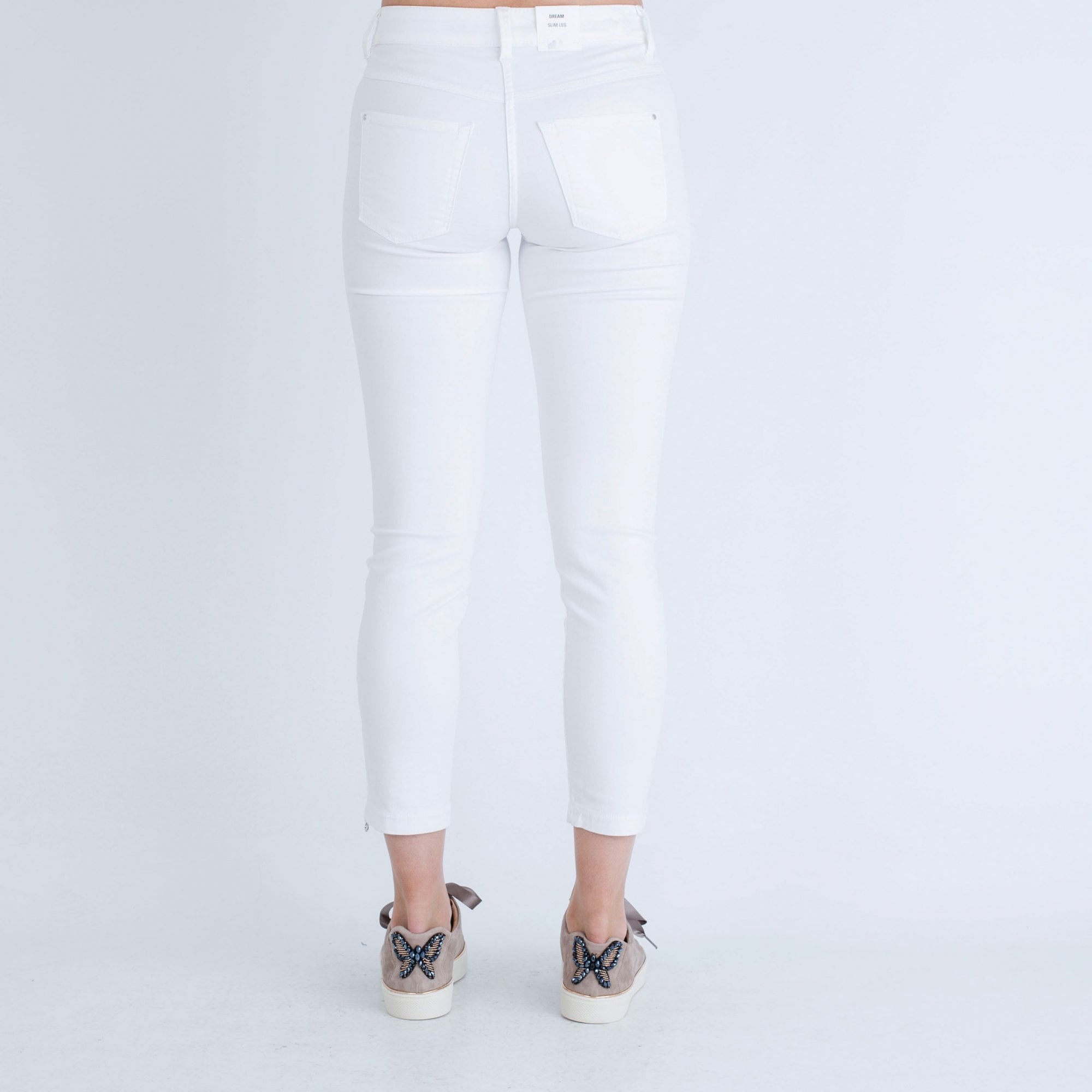 Mac Dream Summer Chic Crop Jeans With Ankle Zip White 27L