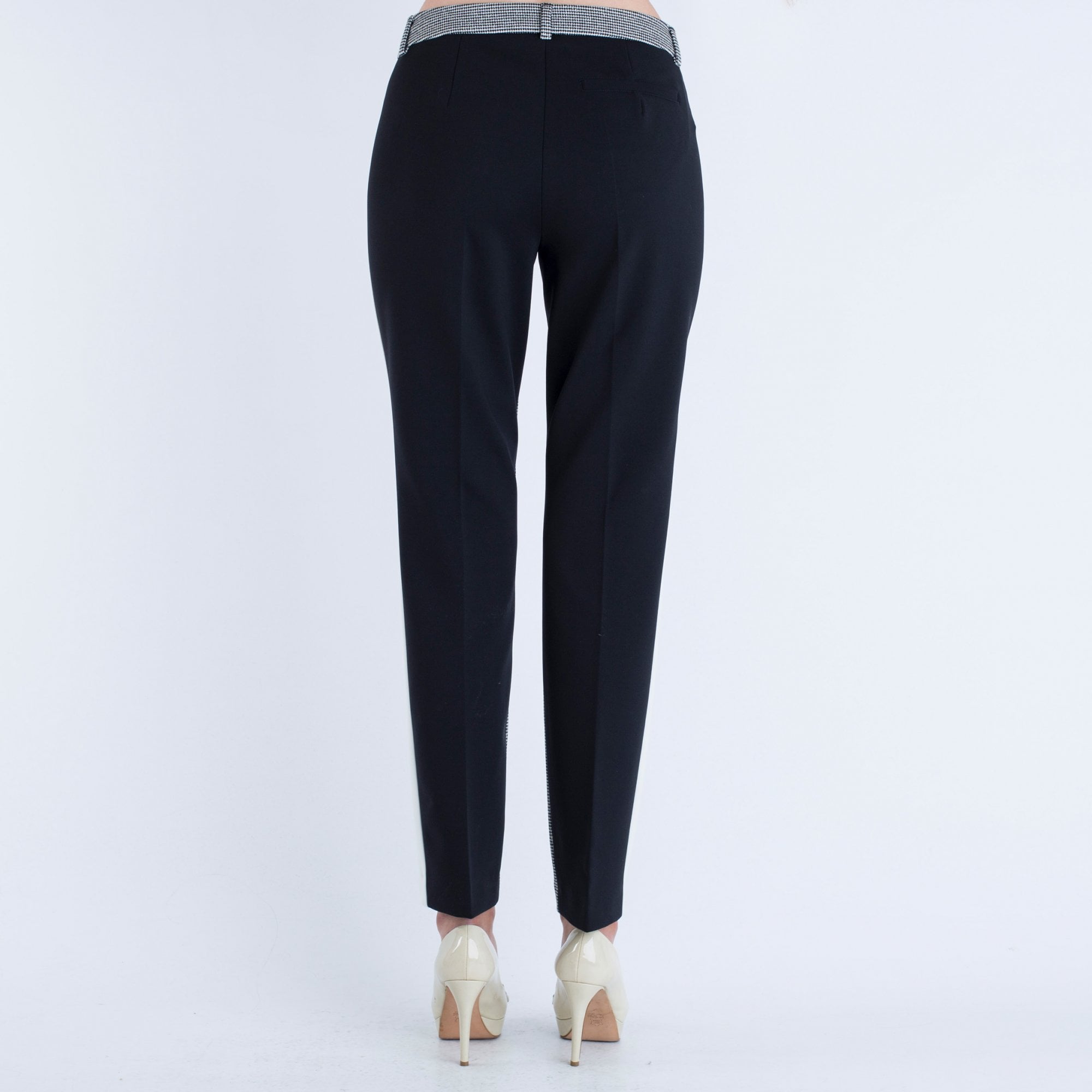 Luisa Cerano Check Front Trouser With Plain Back Black White