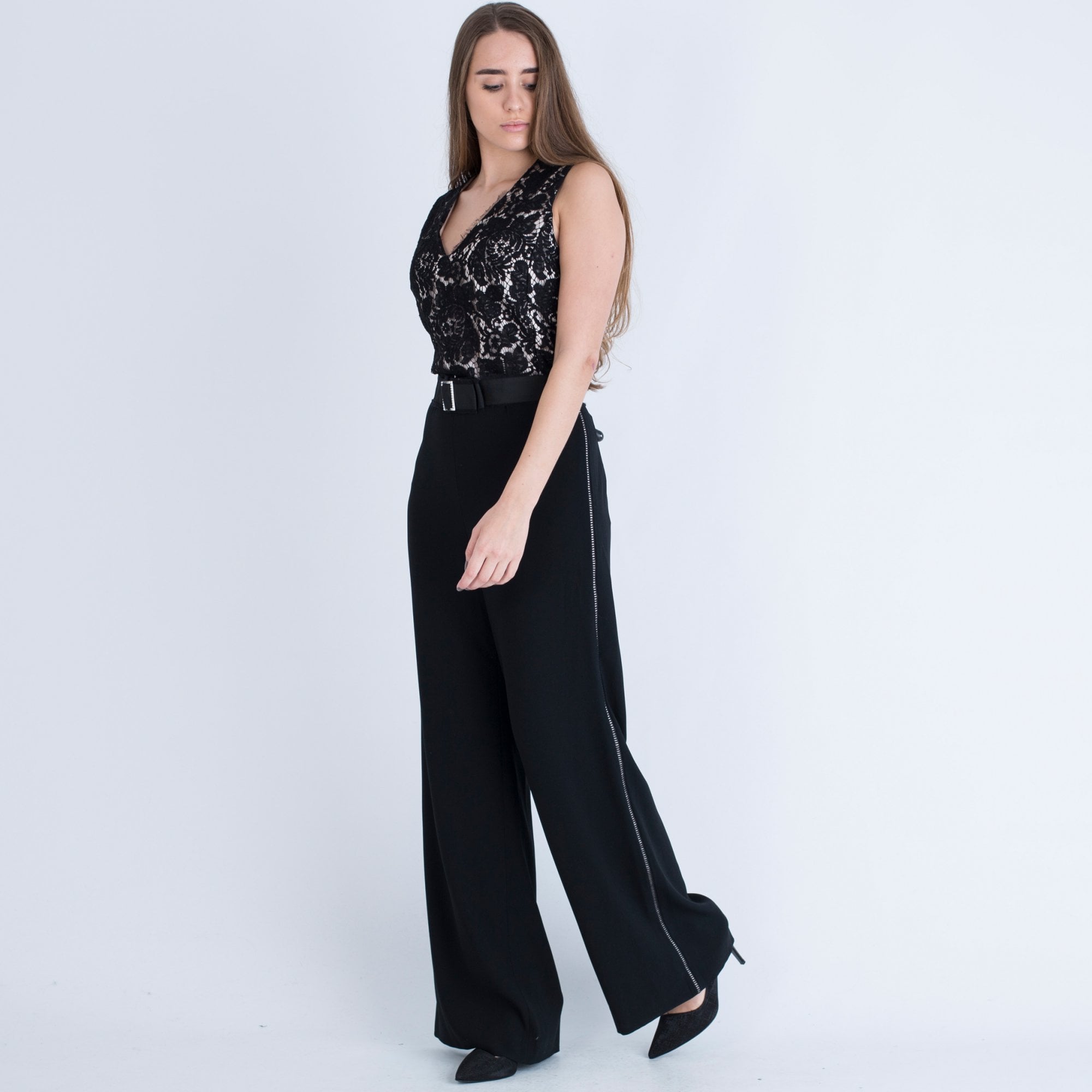 Marc Cain Lace Overlay Jumpsuit Black