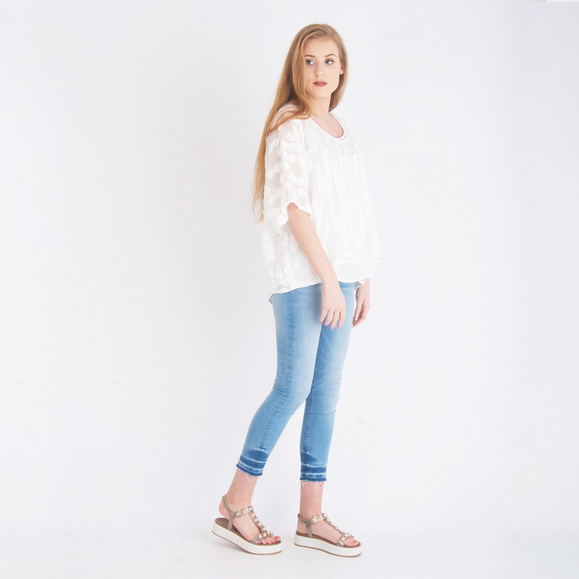 Crea Concept Spot Print Double Layer Top Off White