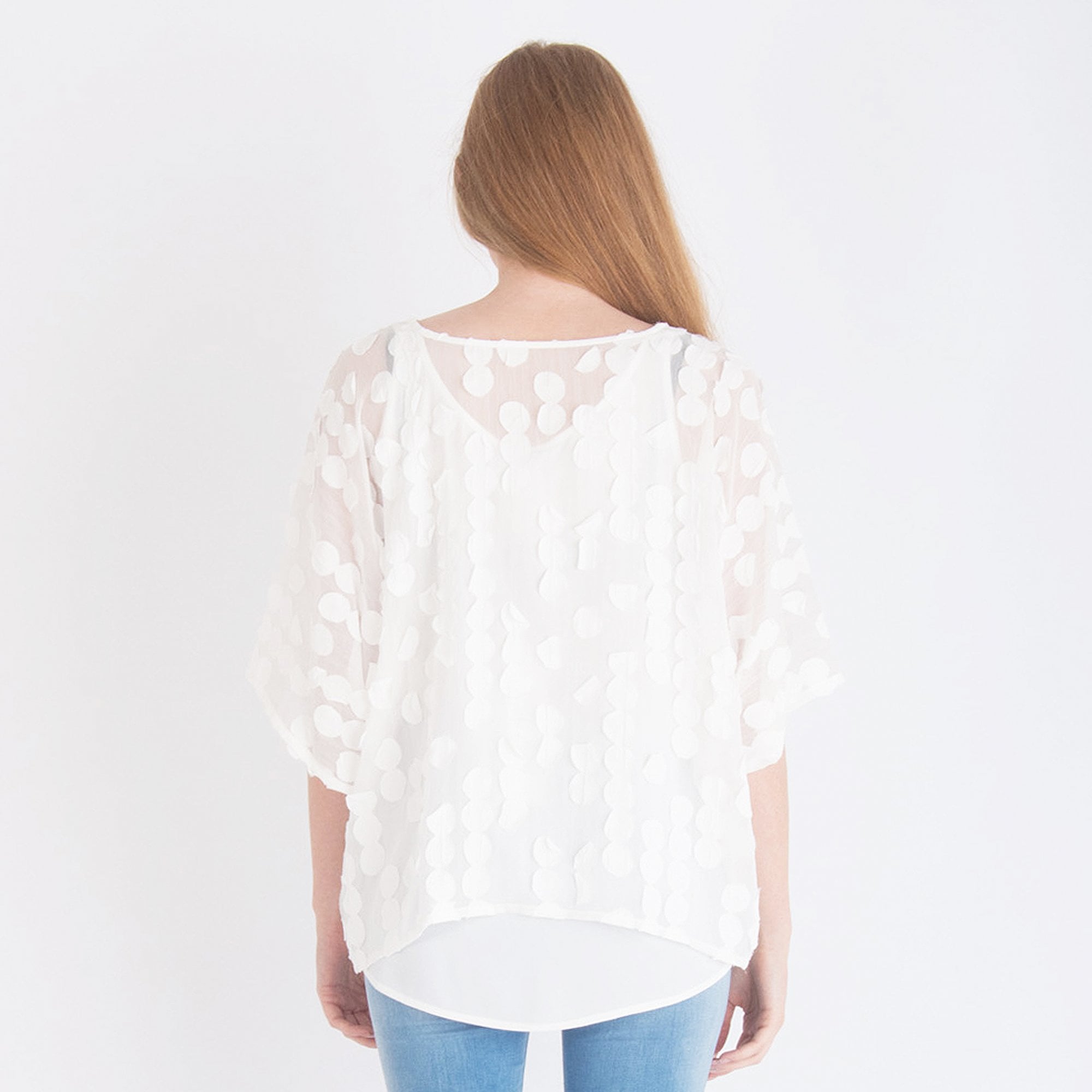 Crea Concept Spot Print Double Layer Top Off White