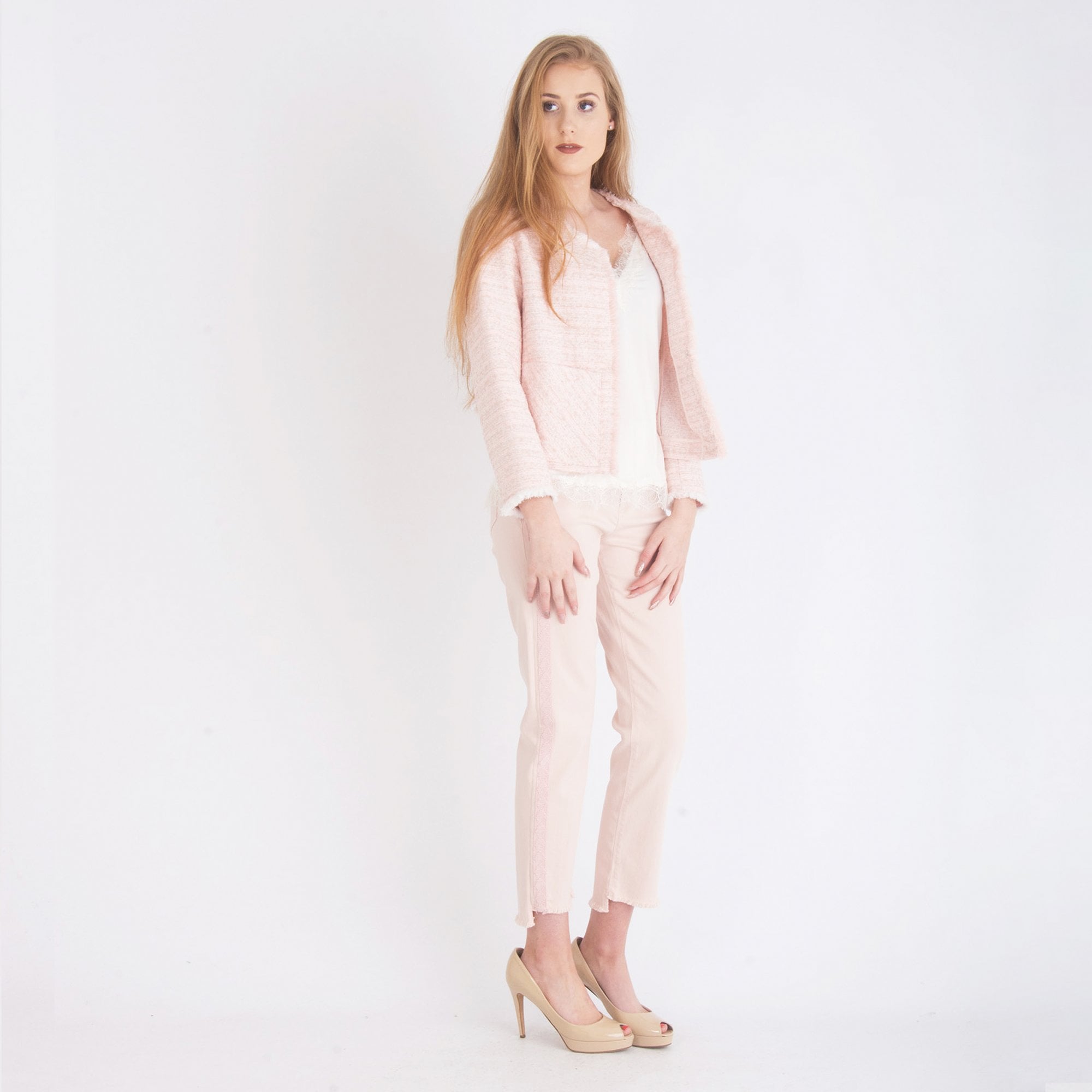 Riani Woven Jacket With Raw Edge Pink