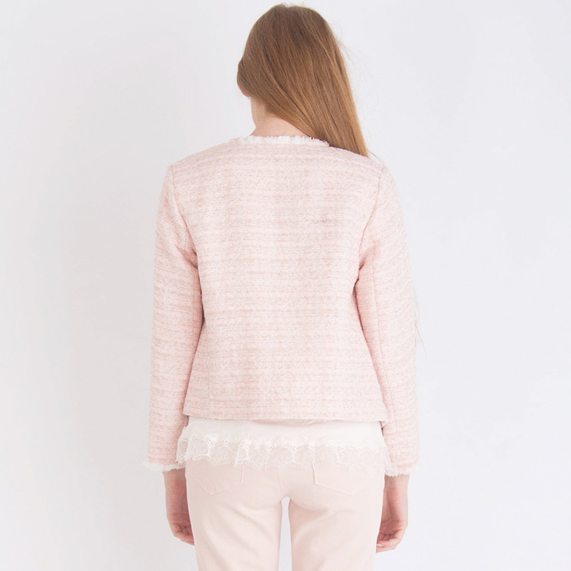 Riani Woven Jacket With Raw Edge Pink