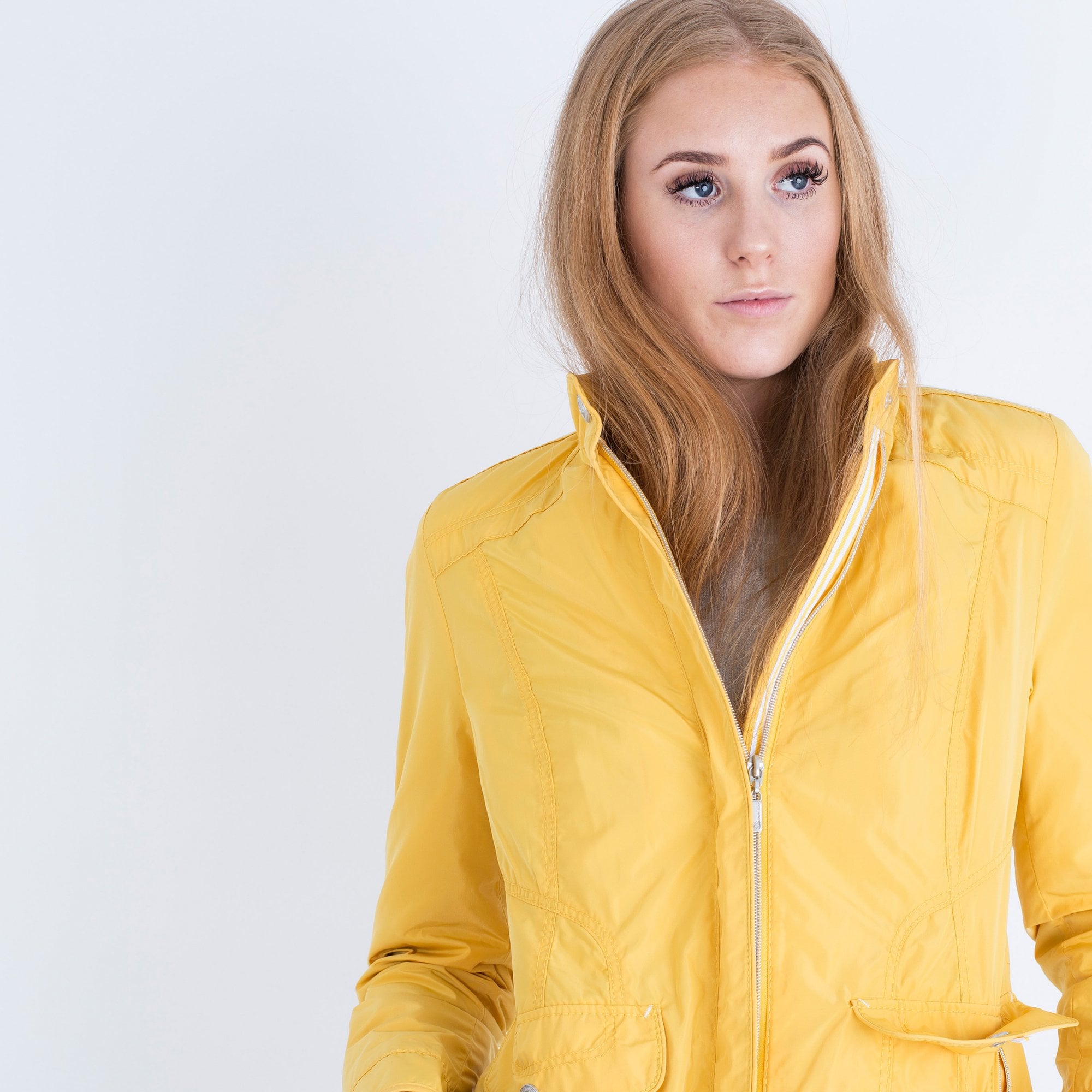 Lebek Sporty Mandarin Collar Jacket Yellow