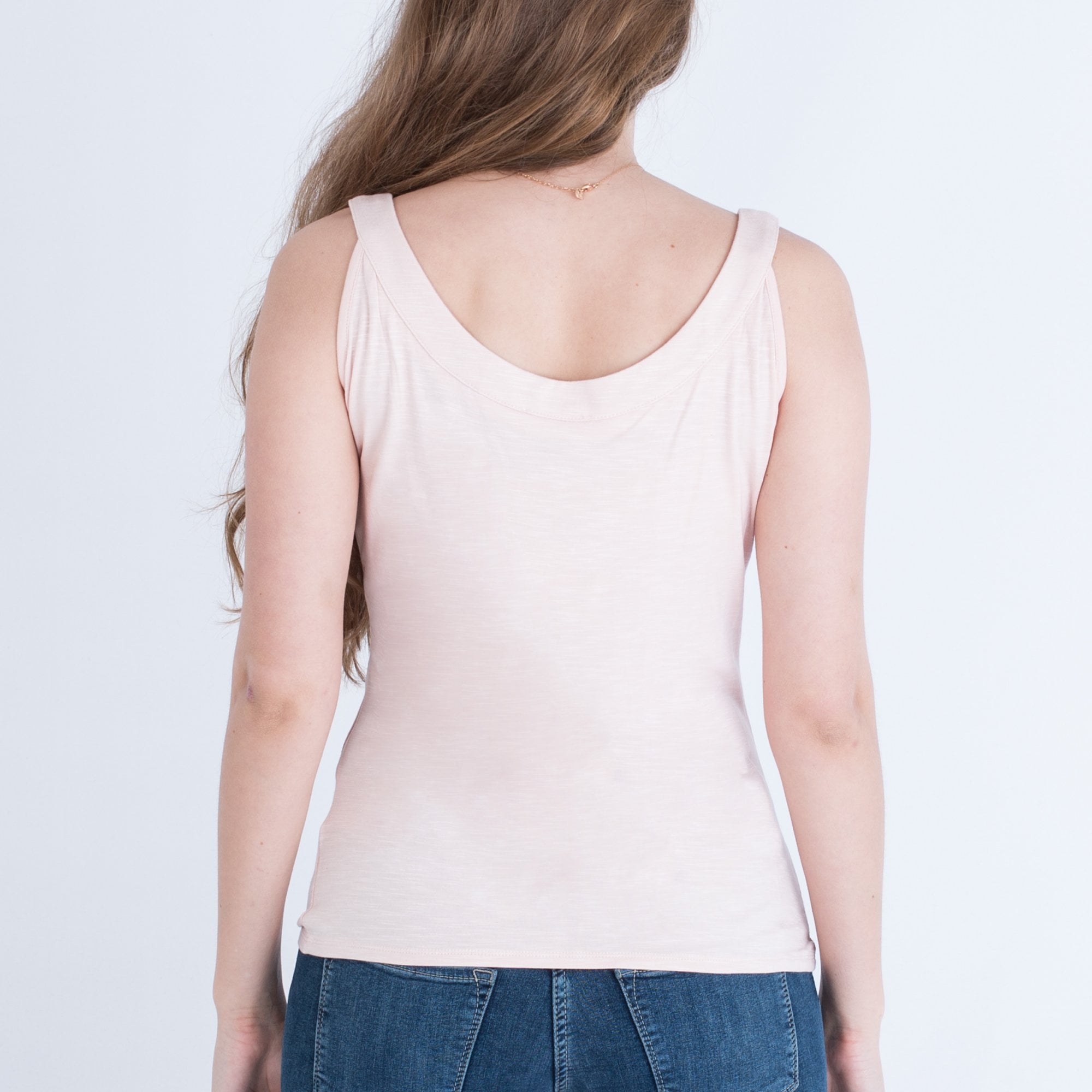 Marble Fashions Scoop Neck Gathered Vest Pink