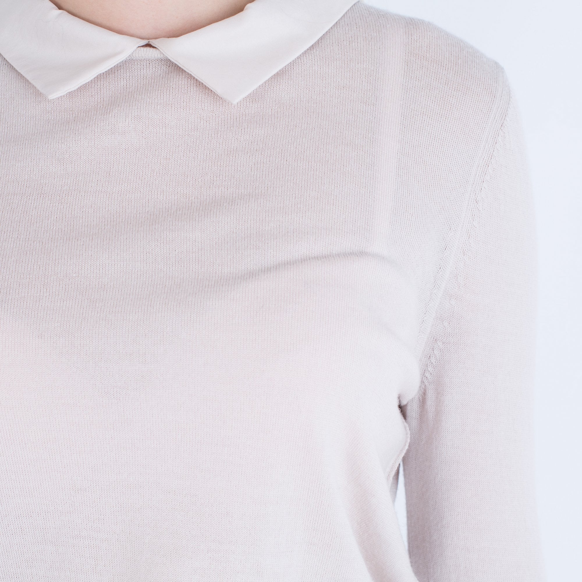 Luisa Cerano Shirt Collar Tie Sleeve Jumper Almond