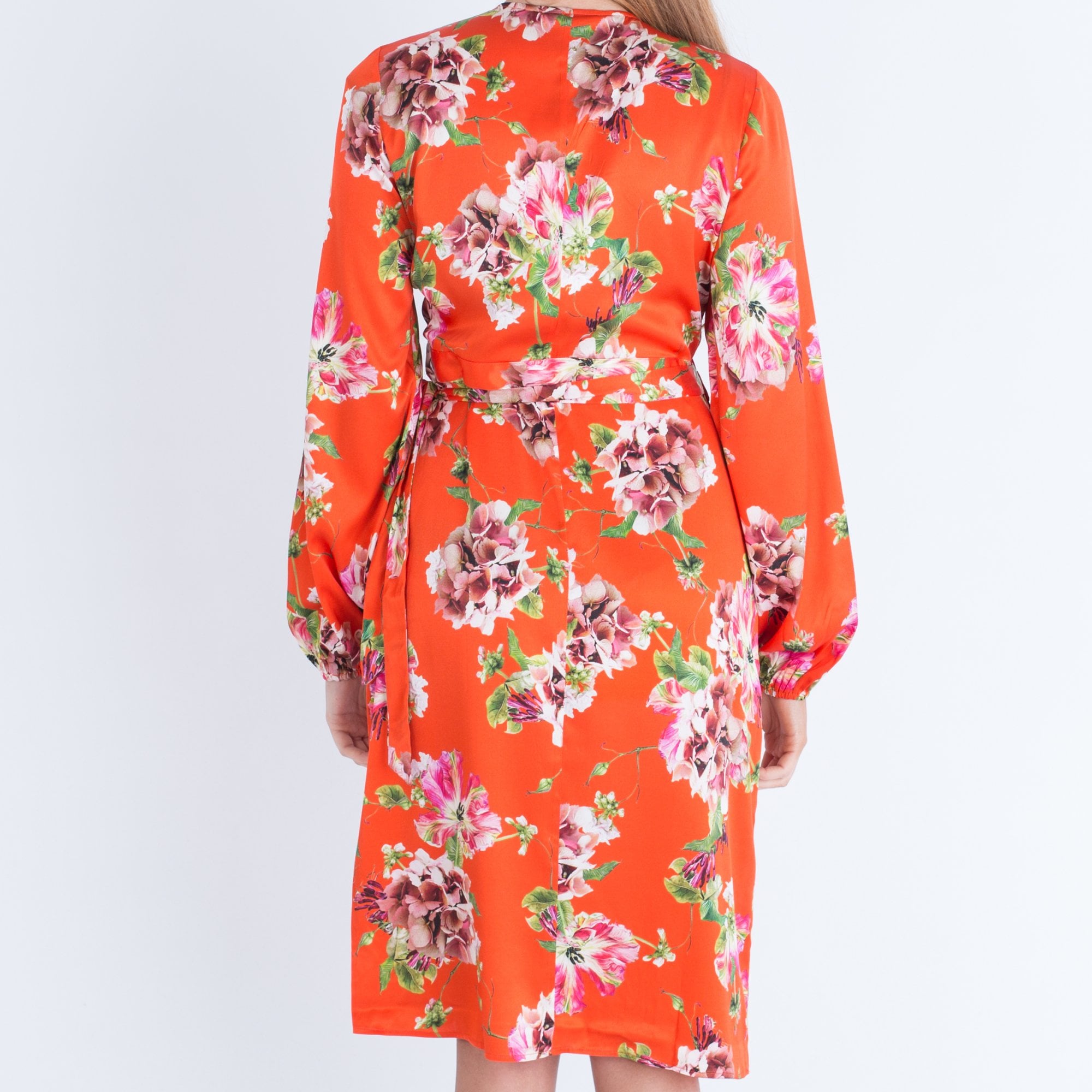 Dea Kudibal Riley Floral Print Silk Wrap And Tie Dress Orange