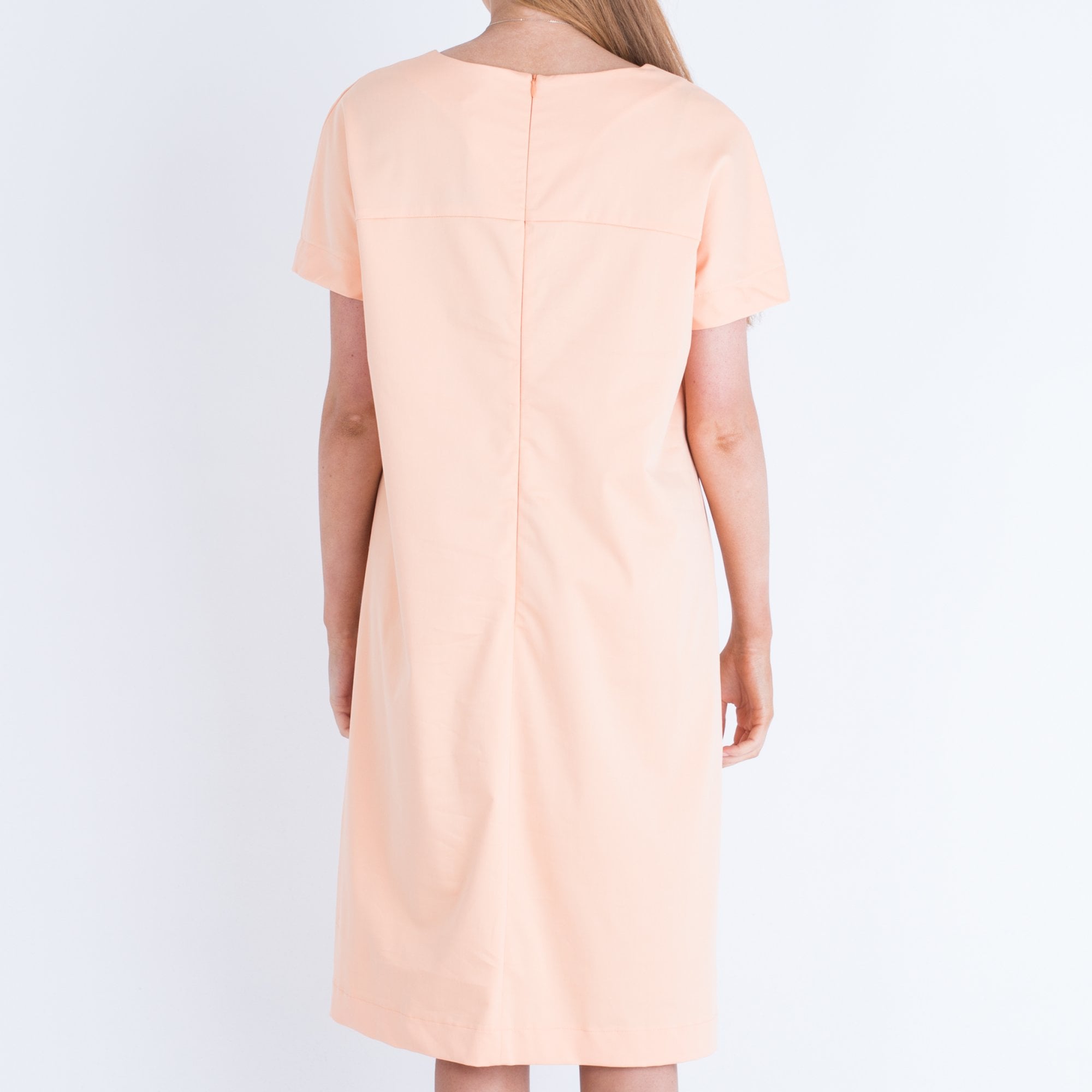 Riani Split Front Back Zip Stretch Cotton Dress Orange