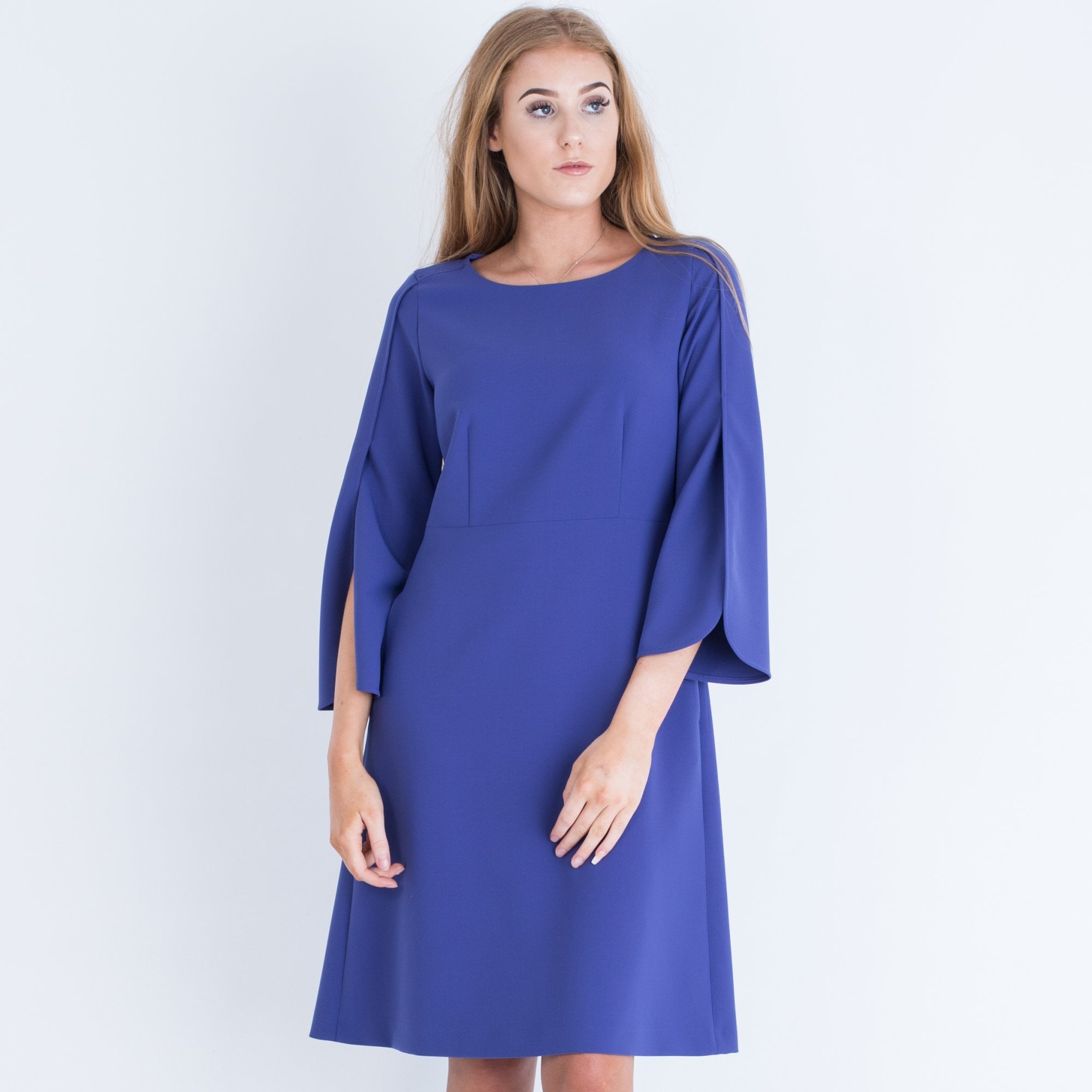 Luisa Cerano Split Sleeve Empire Seamed Dress Purple