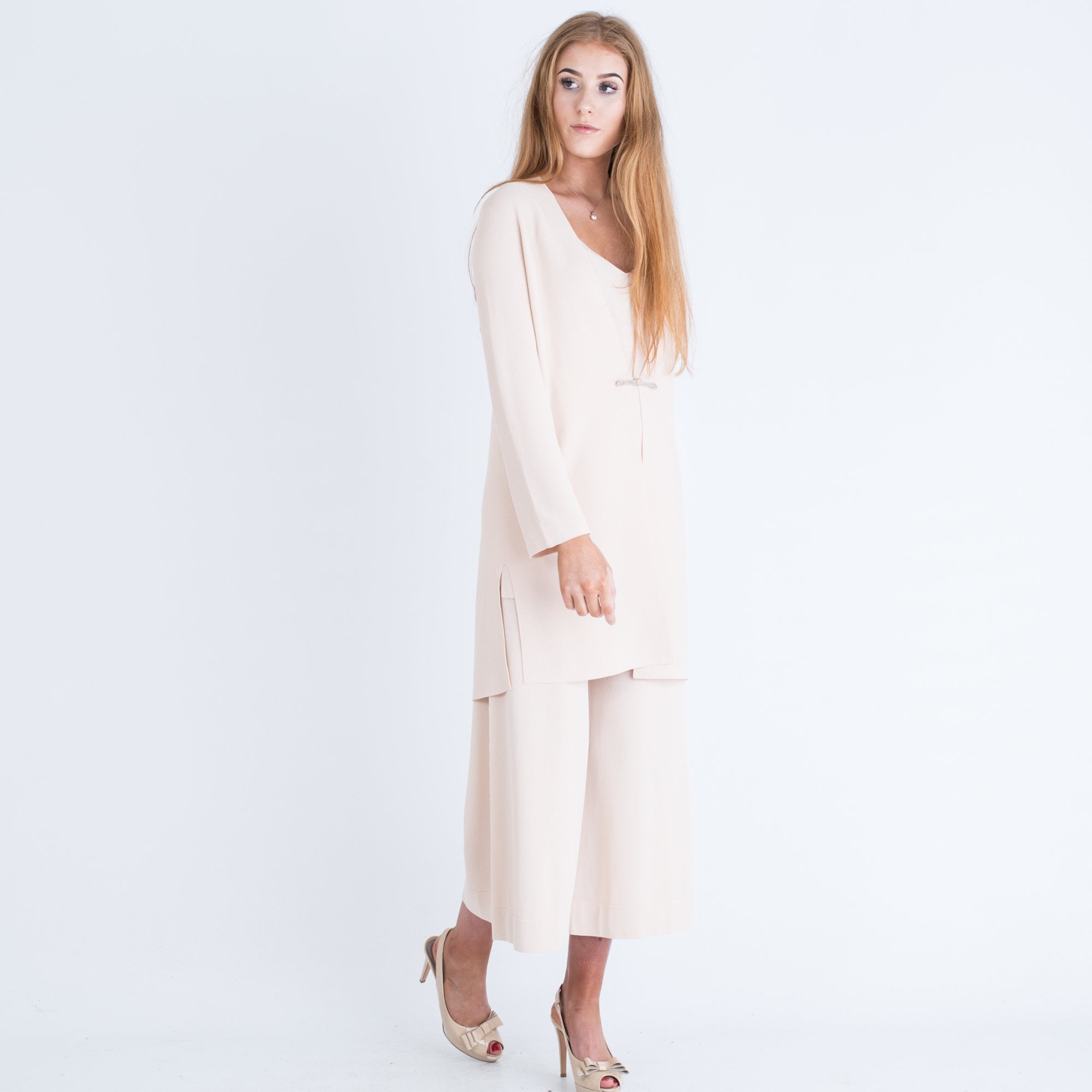 Dexterior Wide Crop Knitted Pant Nude