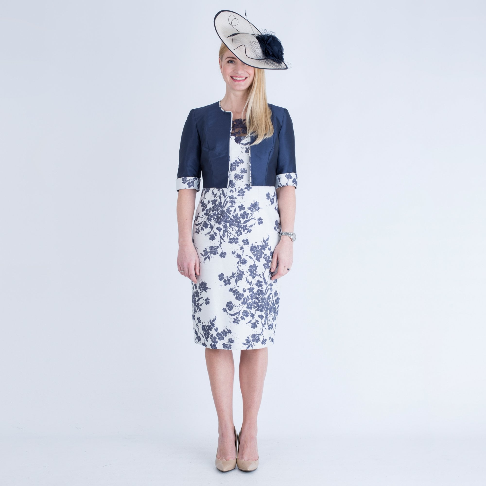 John Charles Floral Dress with Lace Mesh Detailed Top Navy/Cream –  SisterOnlinestore
