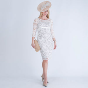 Dress Code by Veromia Lace Long Sleeve Dress Bow Back Ivory/Coffee –  SisterOnlinestore