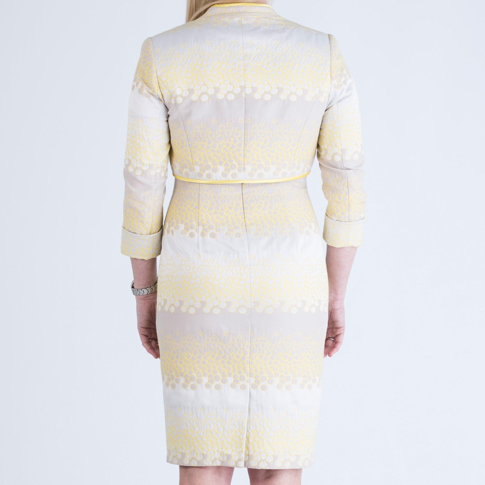 Dress Code By Veromia Circle Print Dress With Jacket Lemon/Grey