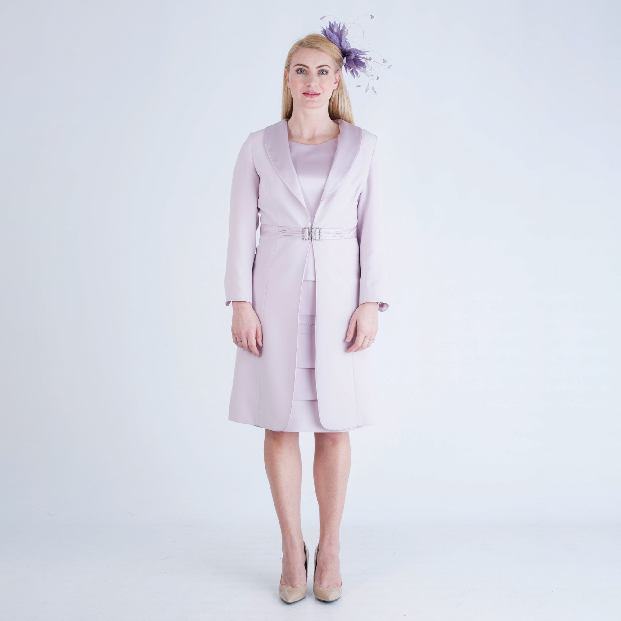 Presen Tiered Dress And Coat With Diamante Detail Pink