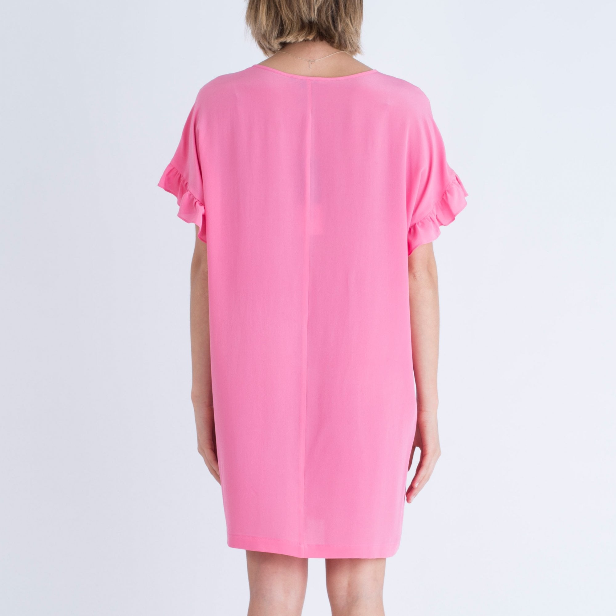 Toupy Frill Sleeve Loose Bodied Dress Pink
