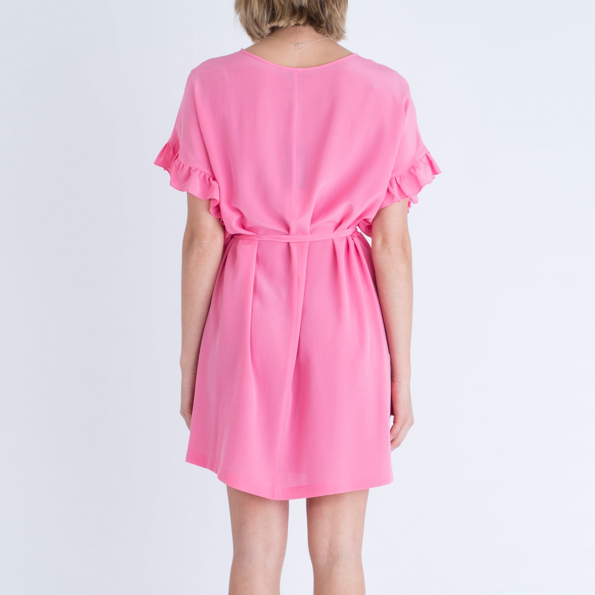 Toupy Frill Sleeve Loose Bodied Dress Pink