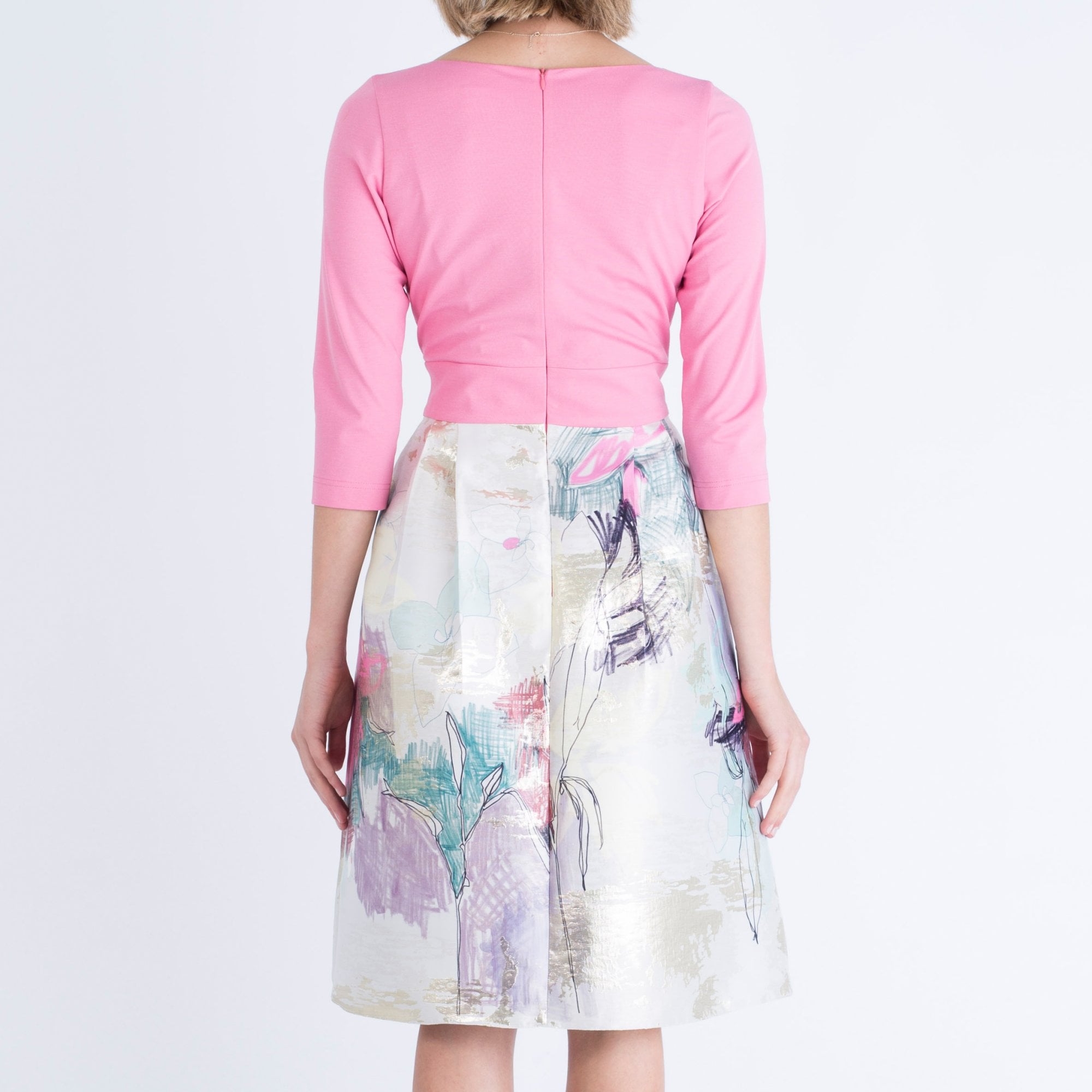 Fee G Scribble Print Jersey Top Dress Pink