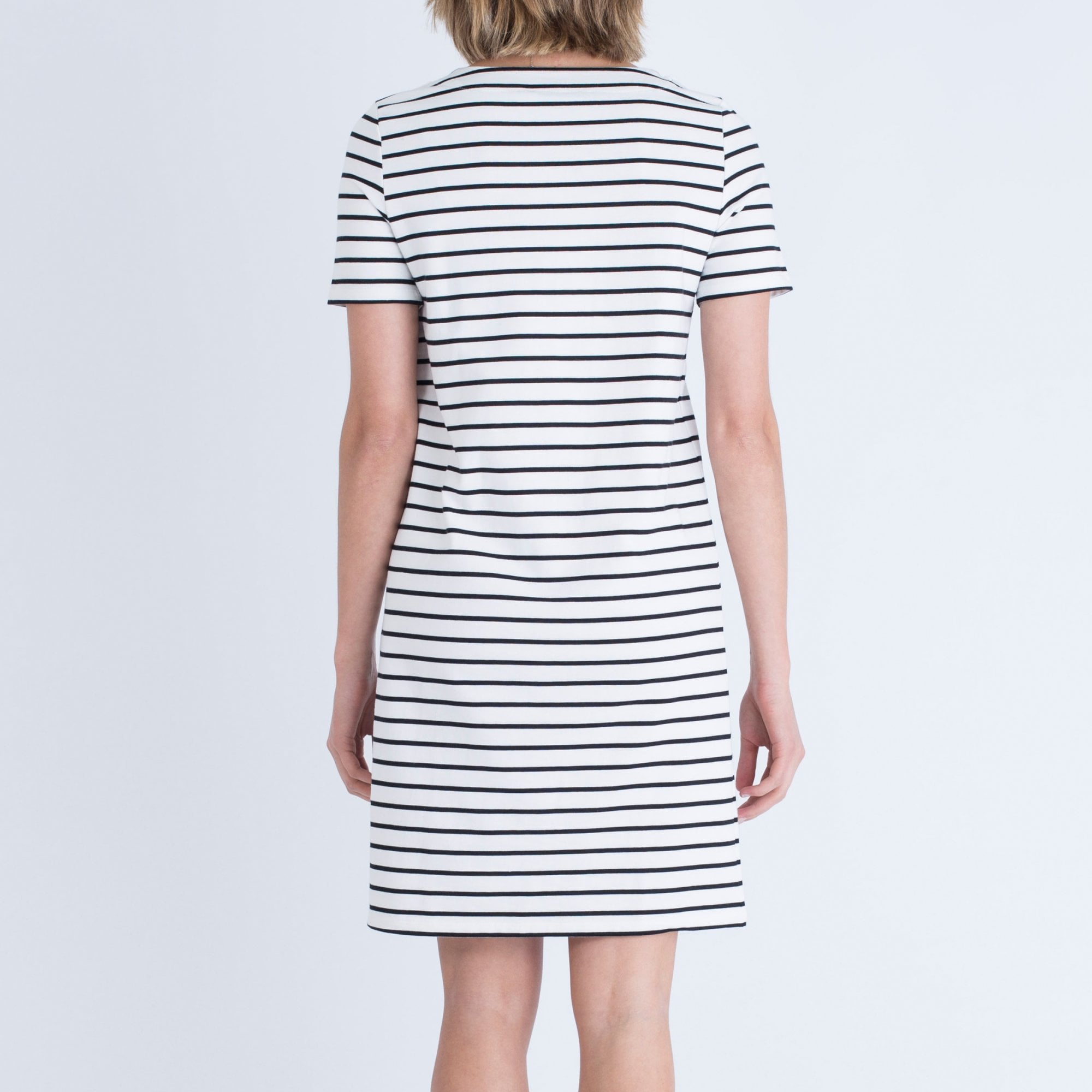 Oui Stripe Tie Shoulder Jersey Dress Black/White
