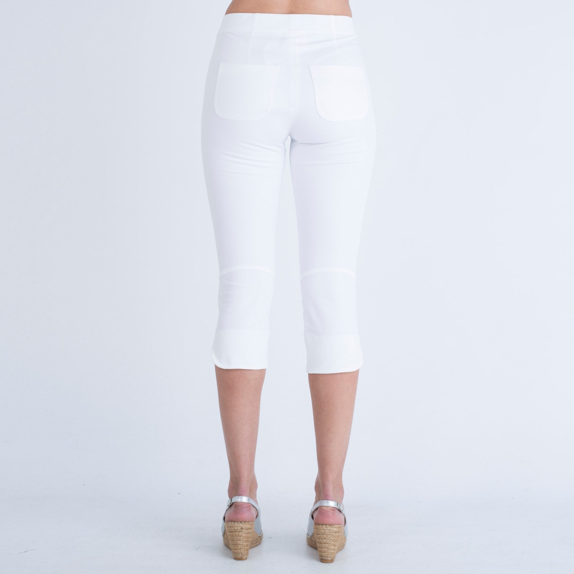 Riani Pull On Elastic Waist Cropped Trouser White
