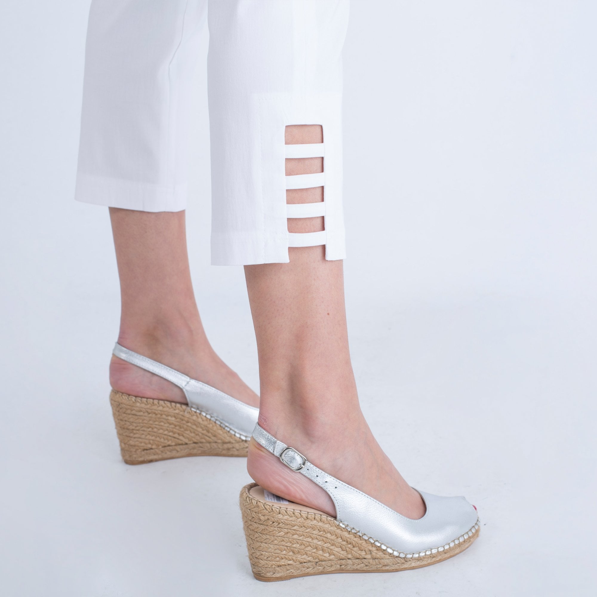 Robell Lena 09 Ladder Ankle Trouser White 10