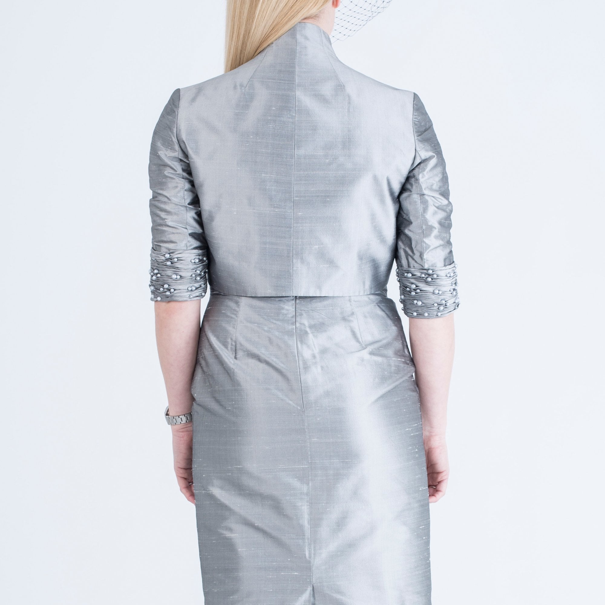 John Charles Pearl Dress and Jacket Chrome