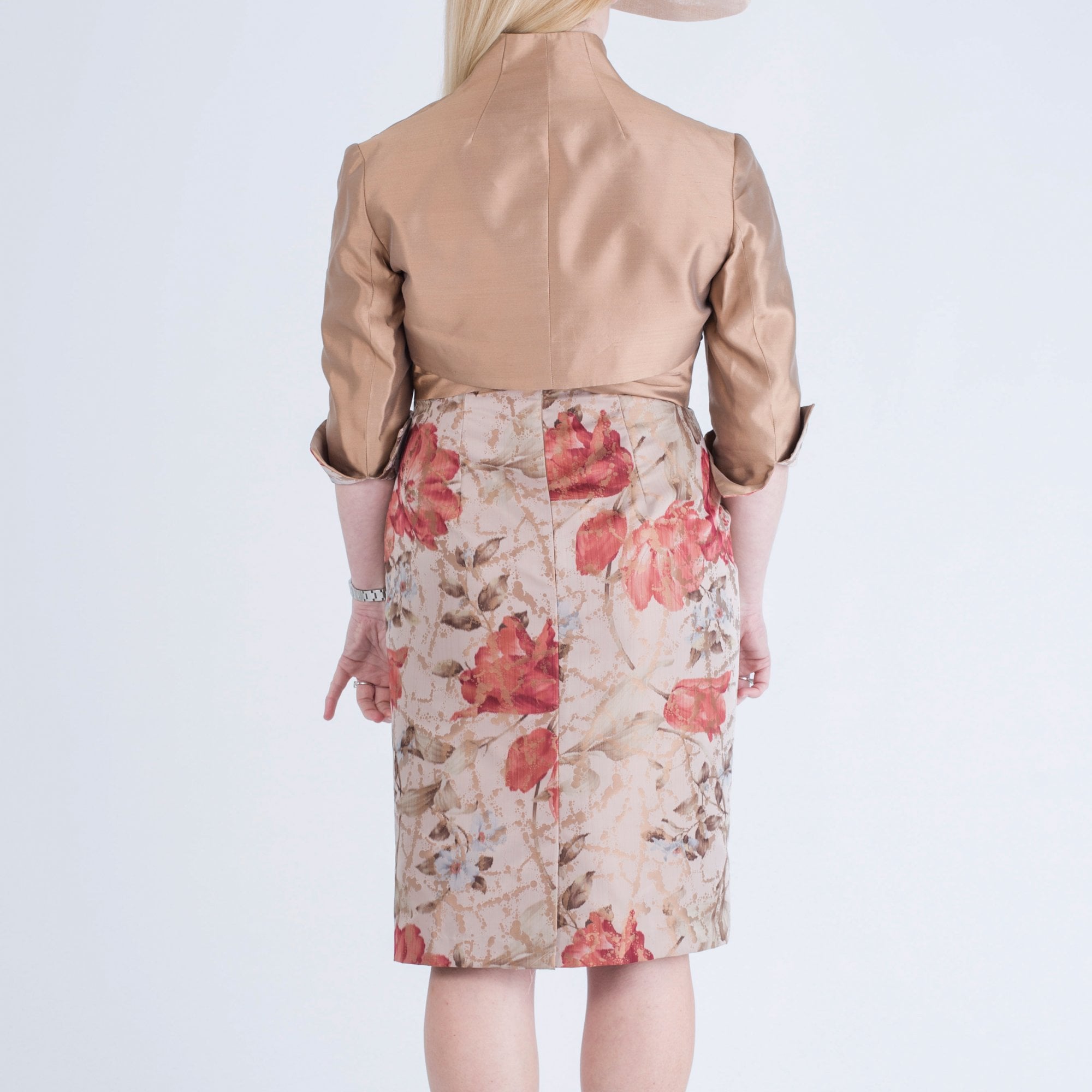 John Charles Floral Dress And Jacket Bronze/Rose