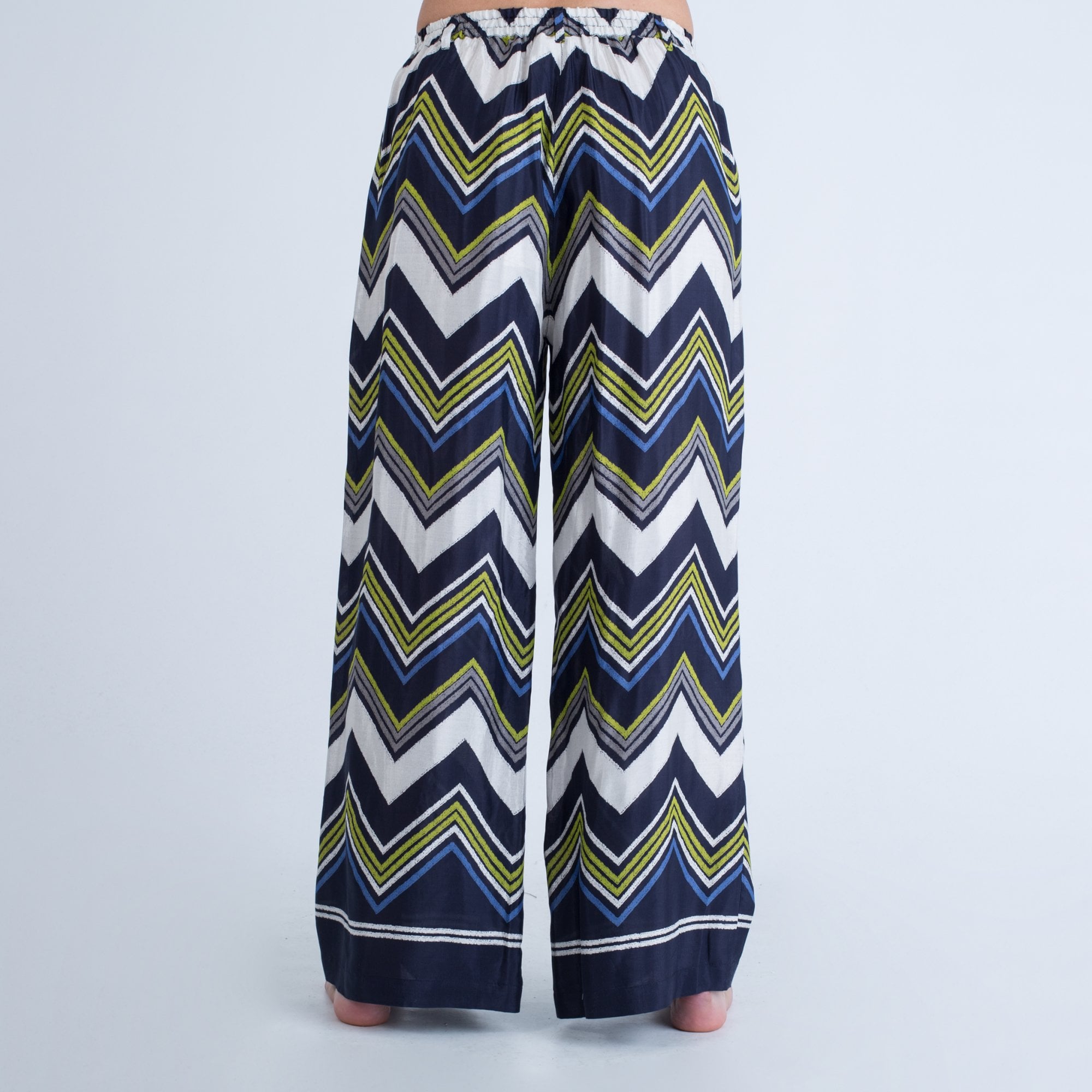Masai Perinus Zig Zag Print Trouser Navy/Lime/White