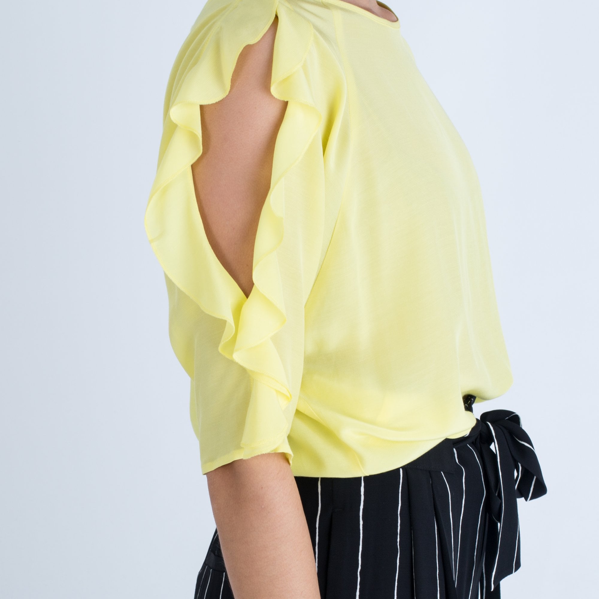 Oui Split Sleeve Frill Arm Blouse Yellow
