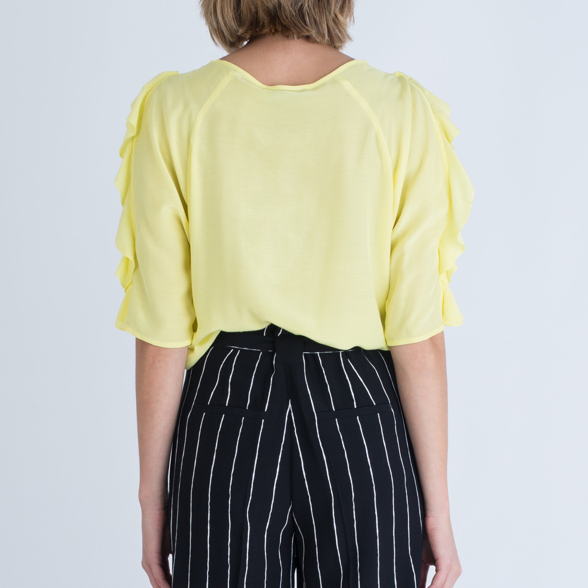 Oui Split Sleeve Frill Arm Blouse Yellow