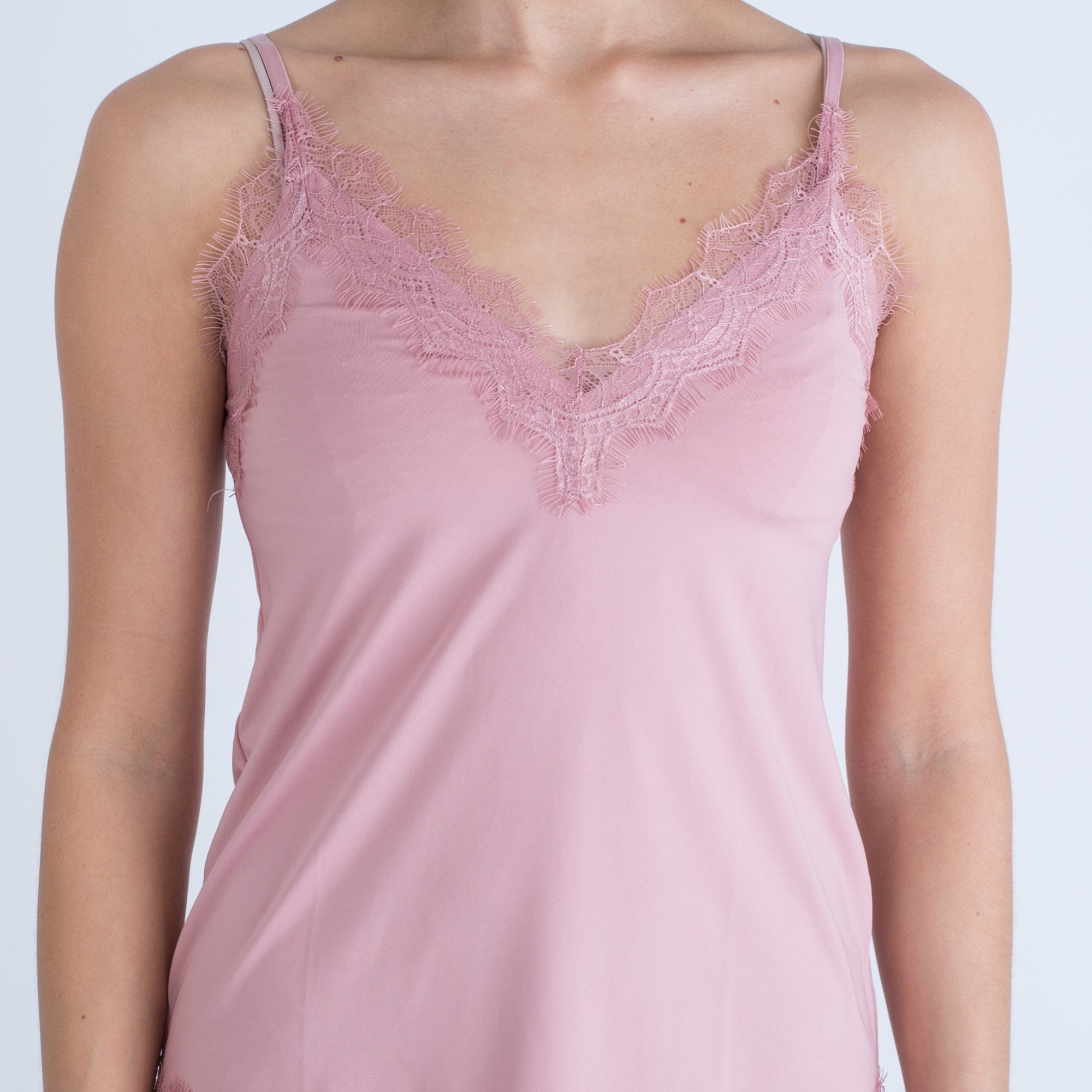 Rosemunde A Line Adjustable Strap Lace Trim Vest Rose