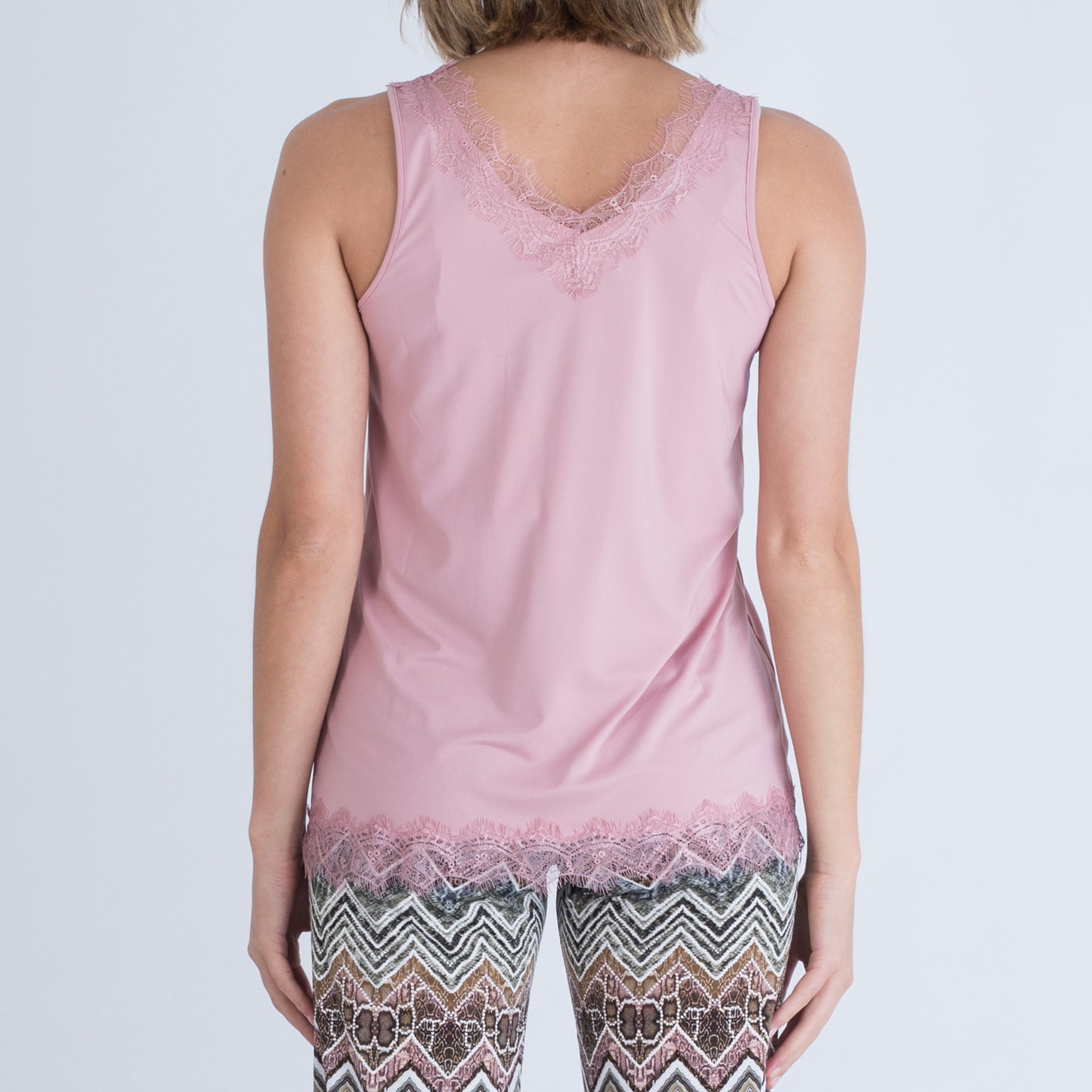 Rosemunde A Line Lace Edge Silk Cami Rose