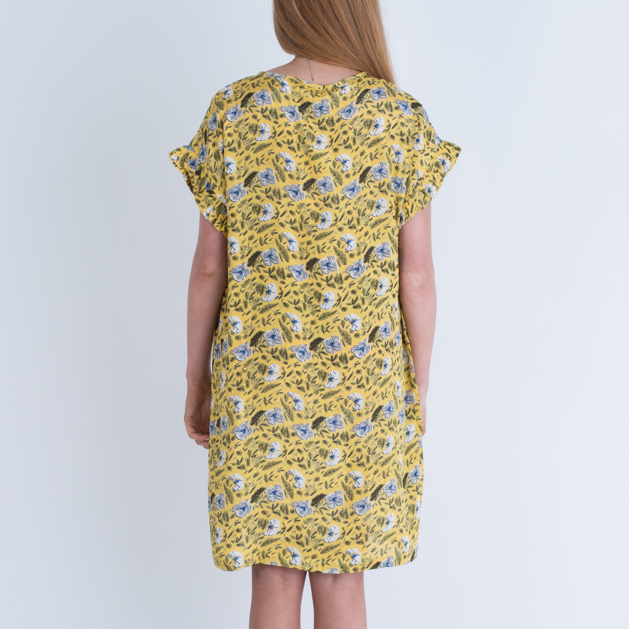 Masai Nara Floral Print Round Neck Dress Yellow