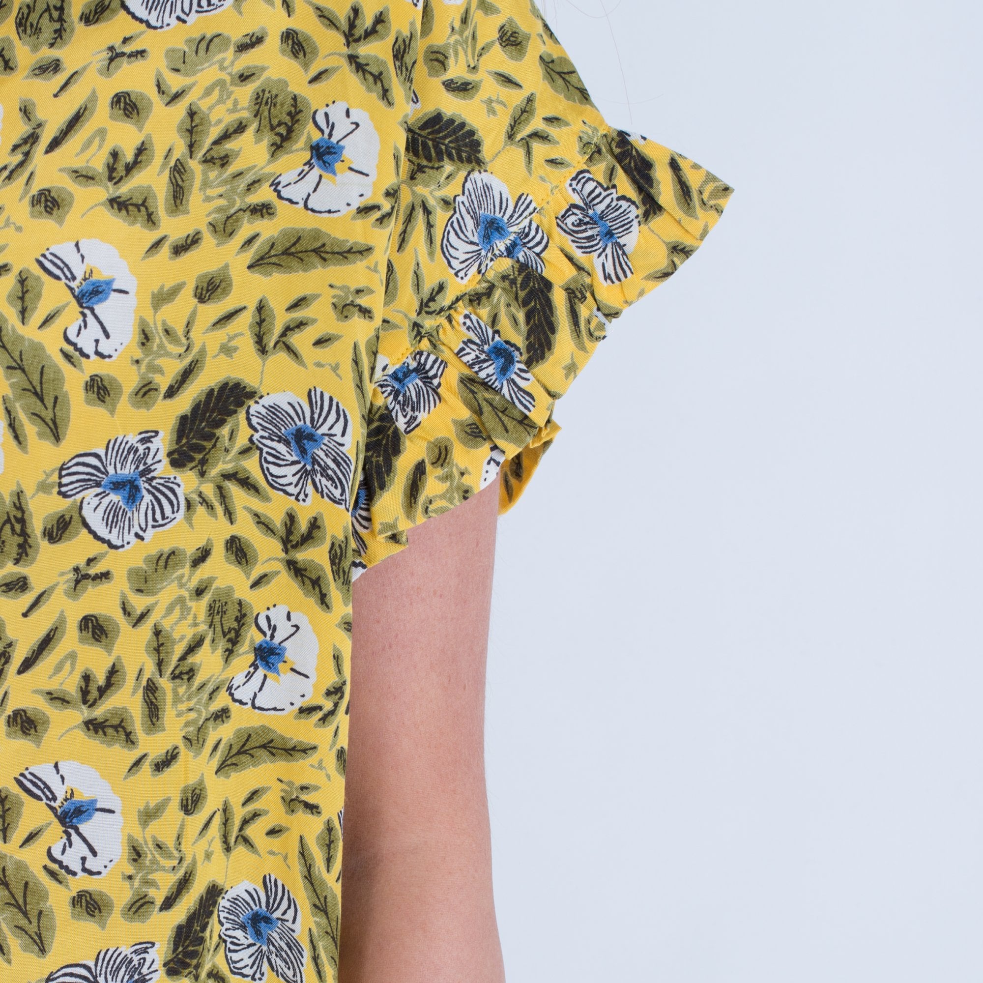 Masai Nara Floral Print Round Neck Dress Yellow