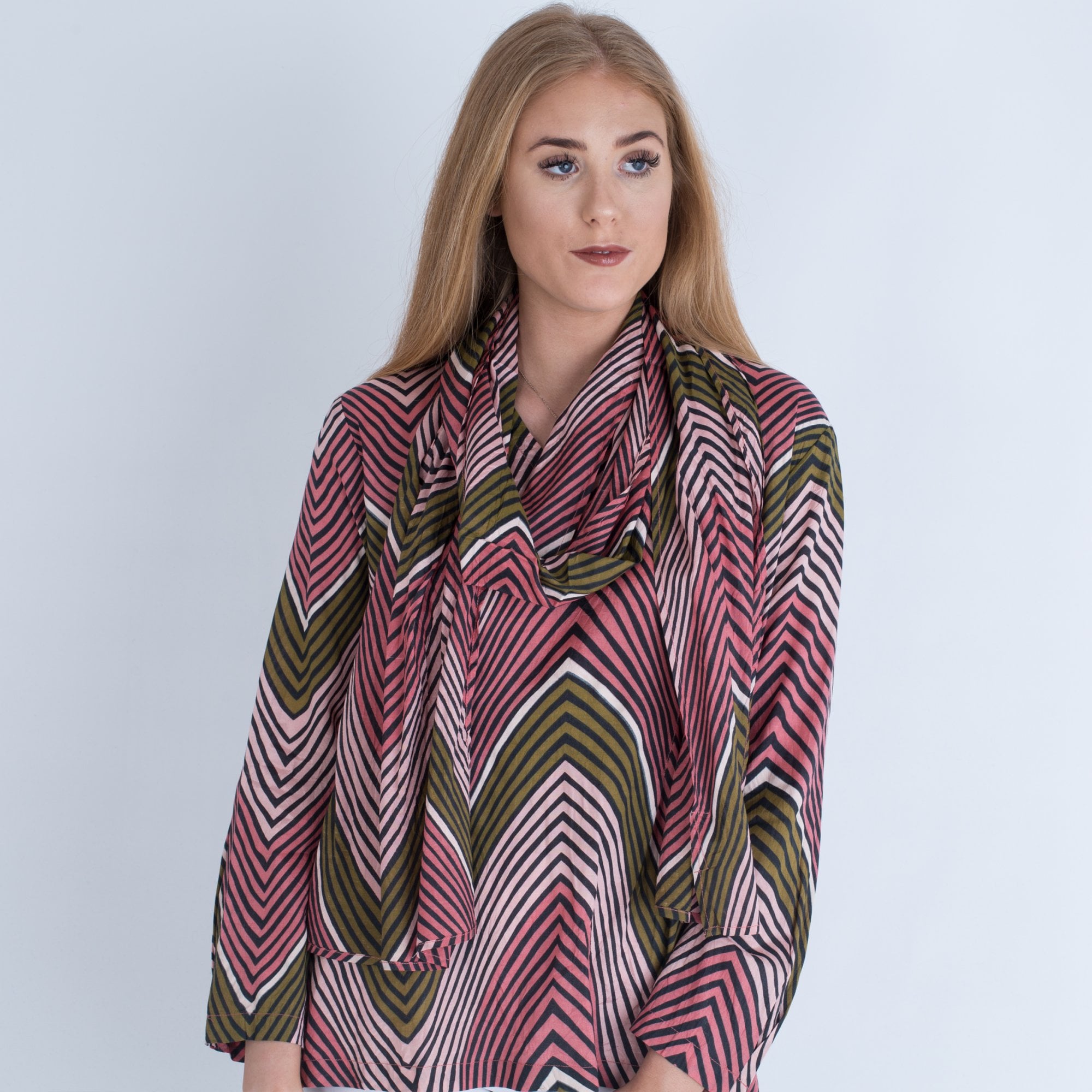 Masai Dafna Zig Zag Print Top Green/Pink
