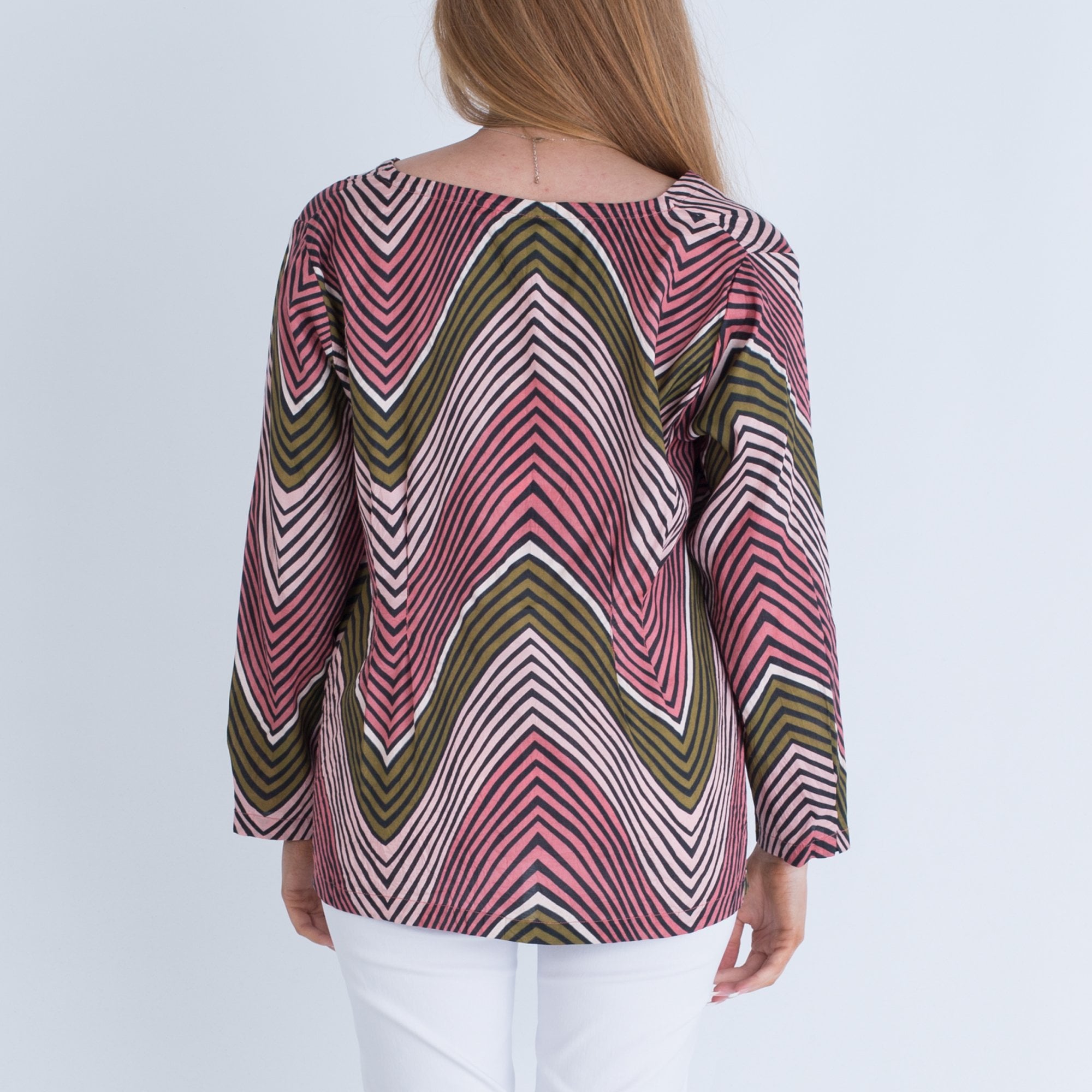 Masai Dafna Zig Zag Print Top Green/Pink