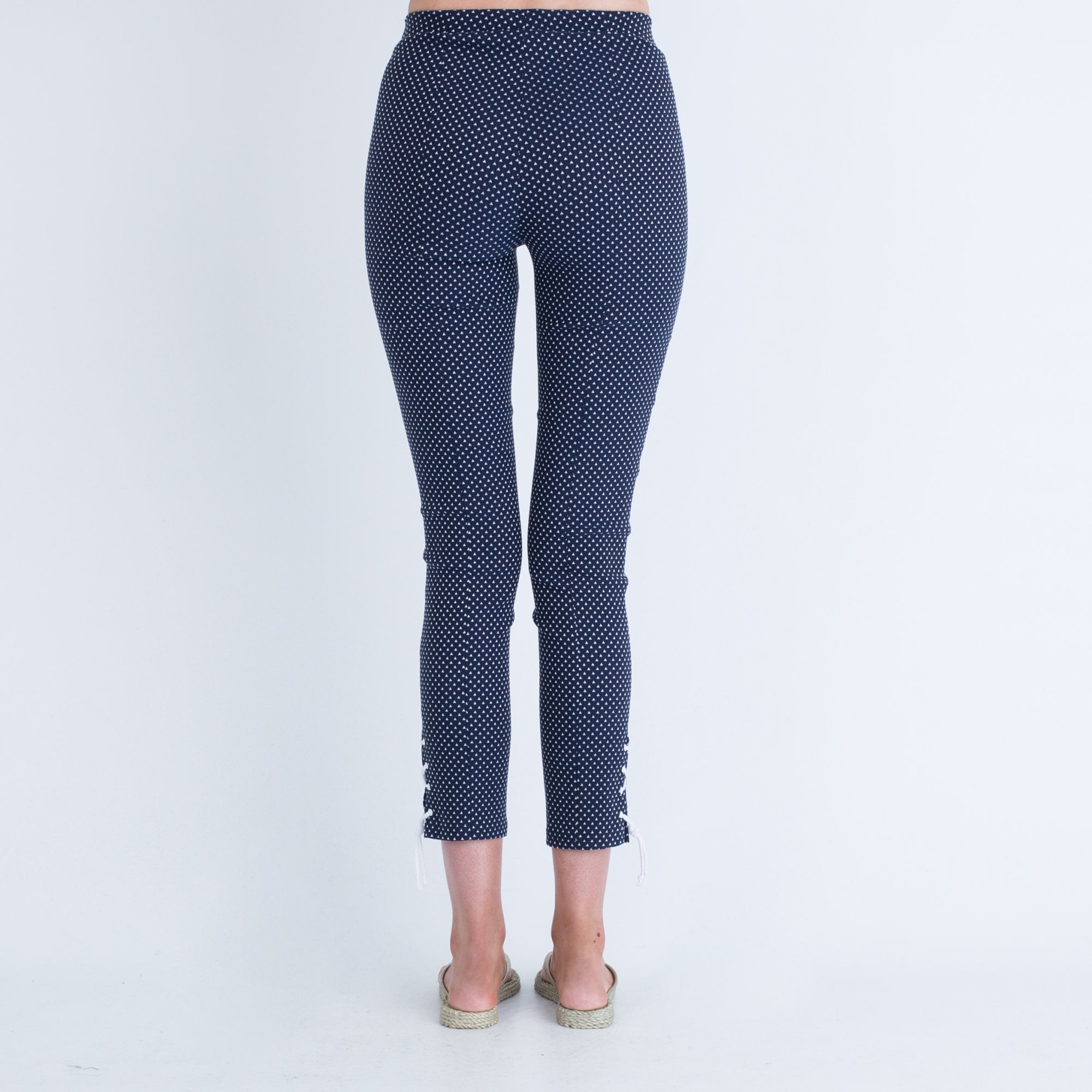 Robell Rose 09 Triangle Print Trouser Navy & White 69