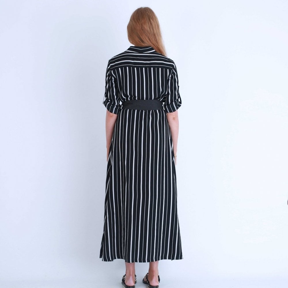 Riani Stripe Maxi Dress With Short Sleeve In Black & White