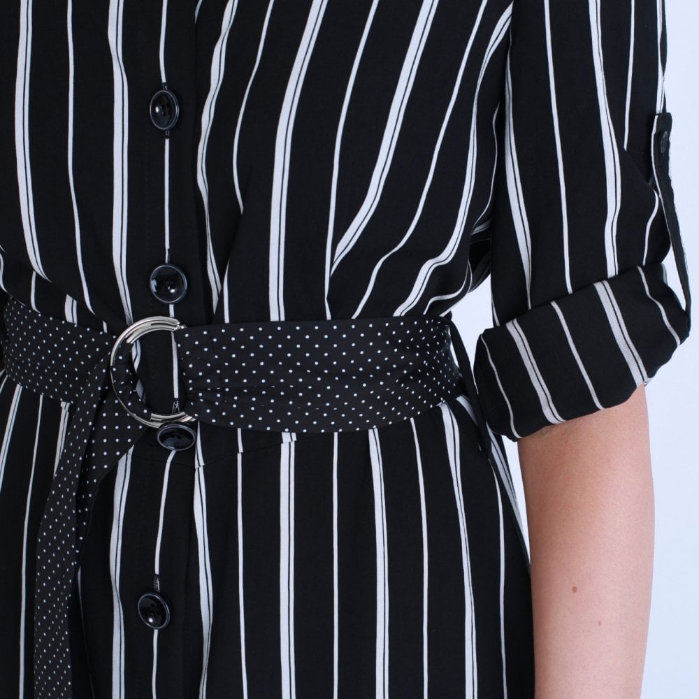 Riani Stripe Maxi Dress With Short Sleeve In Black & White