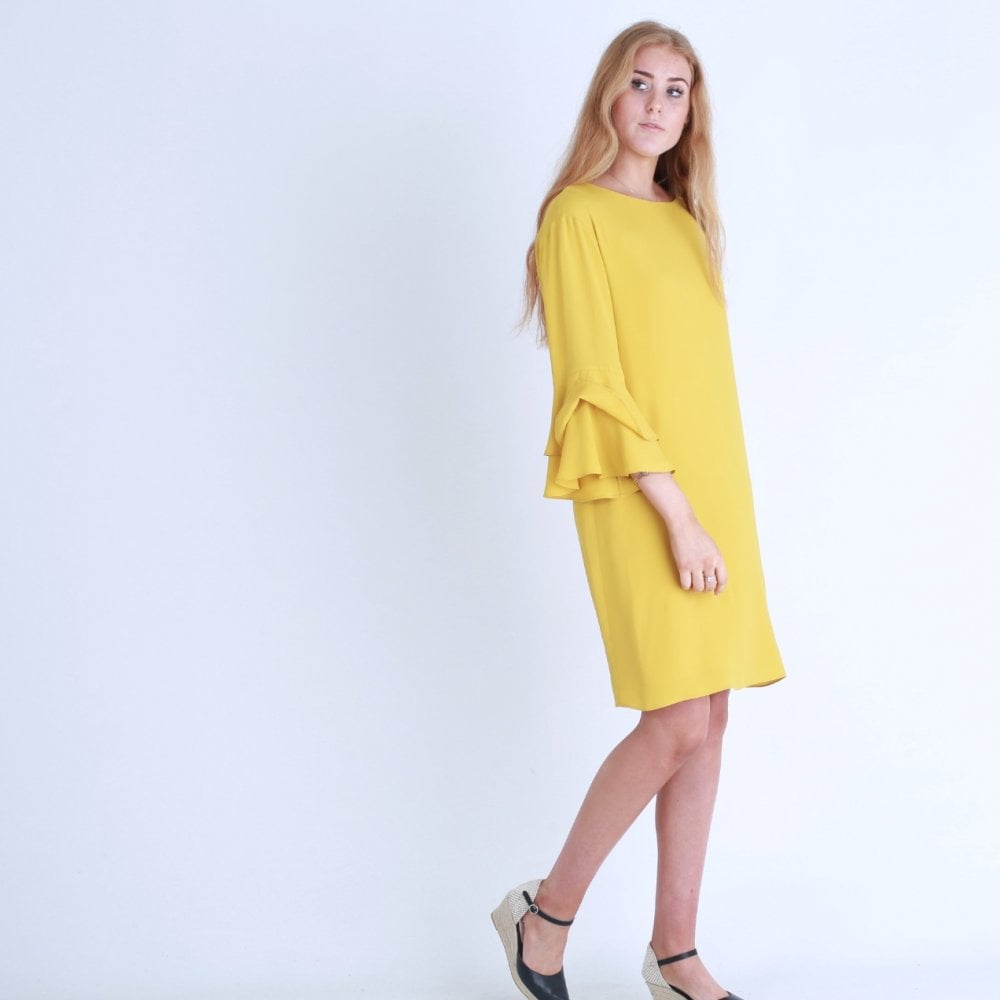 Marella Nepeta Frill Sleeve Dress Yellow